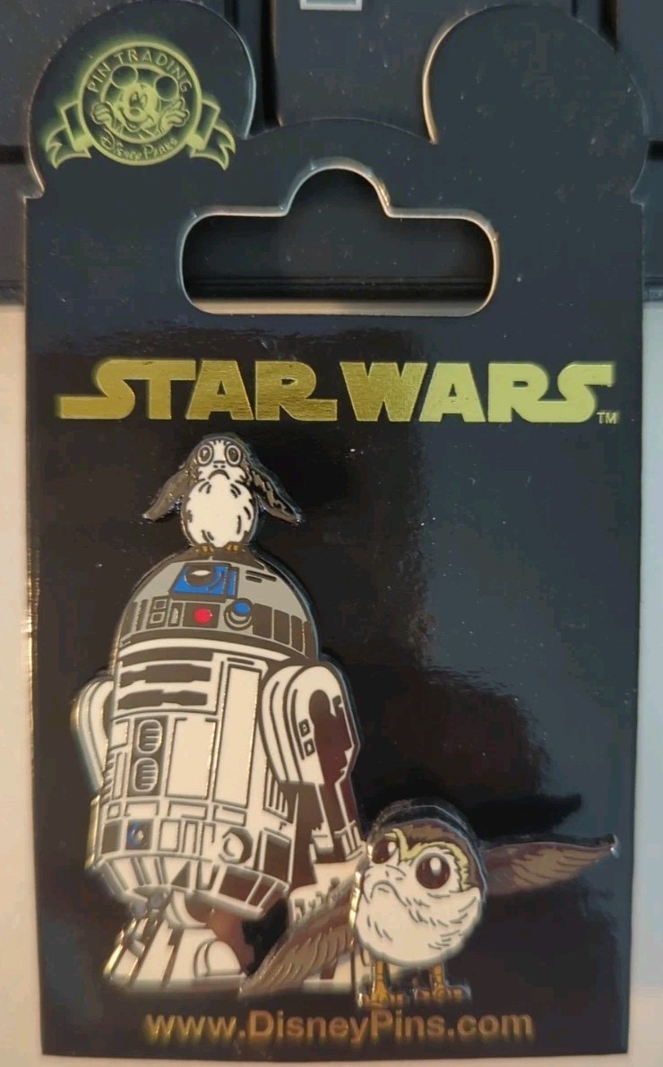Star Wars Pin R2-D2 and Porgs with Swivel Wings Layered Pin-on-Pin