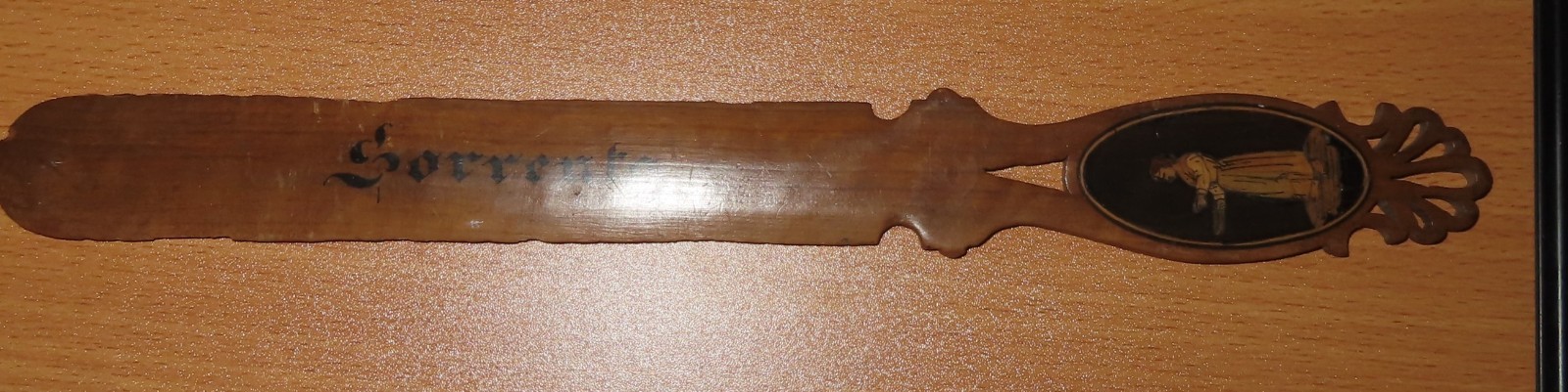 Vintage olive wood letter opener Sorrento Italy late 19th or early 20th Century
