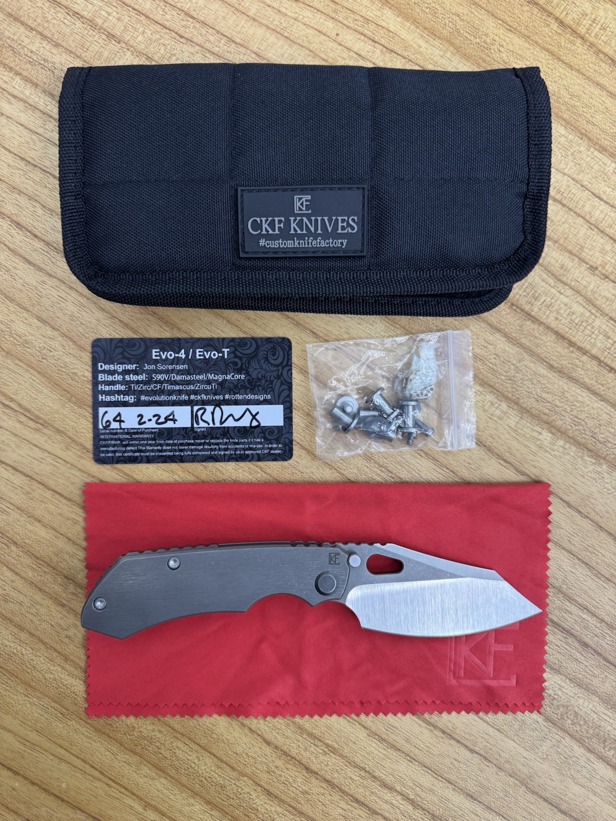 CKF Evo 4 LEFT HANDED S90V Titanium – Complete w/ COA – Excellent