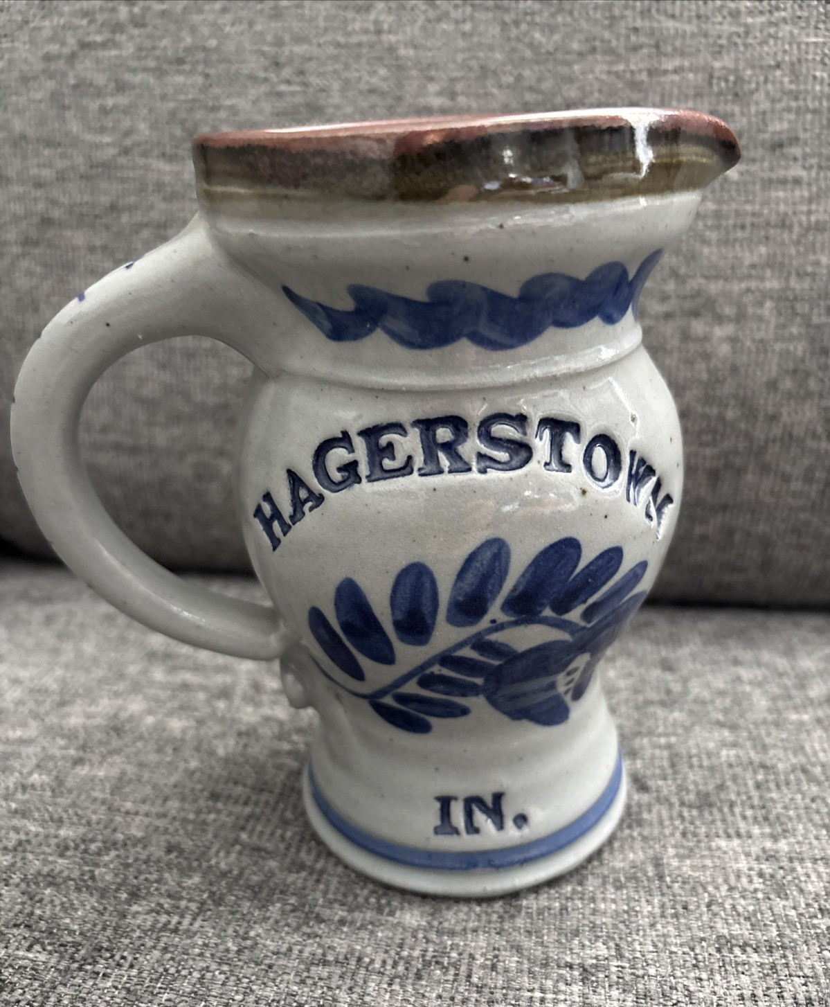 Hagerstown, IN. Pottery Jug Pitcher Decor ~6 1/2″ Tall