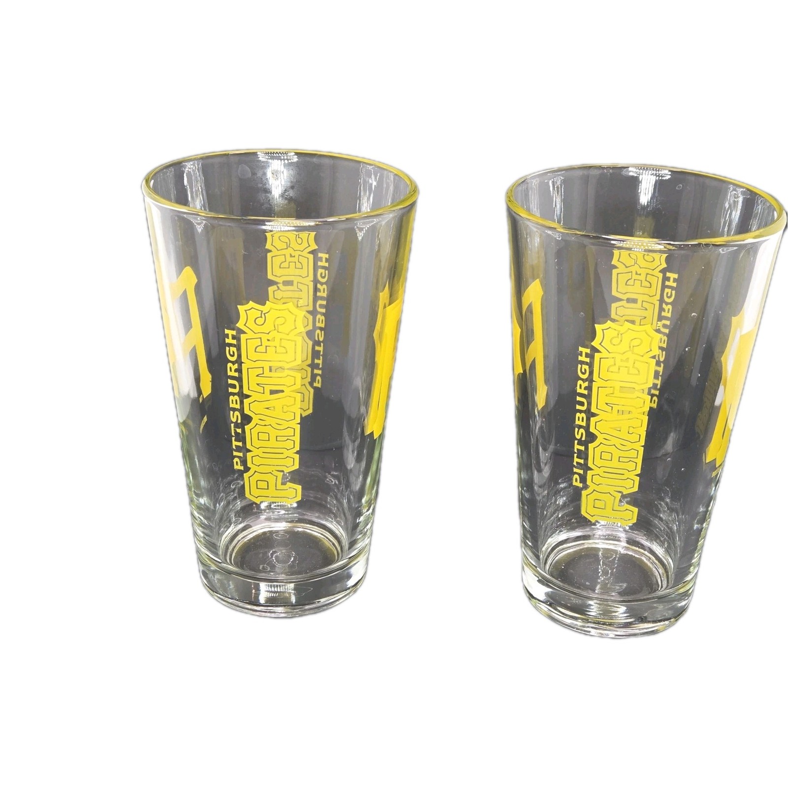 Baseball Pittsburgh Pirates Pint Glasses Yellow P Logo Clear MLB Beer Barware…