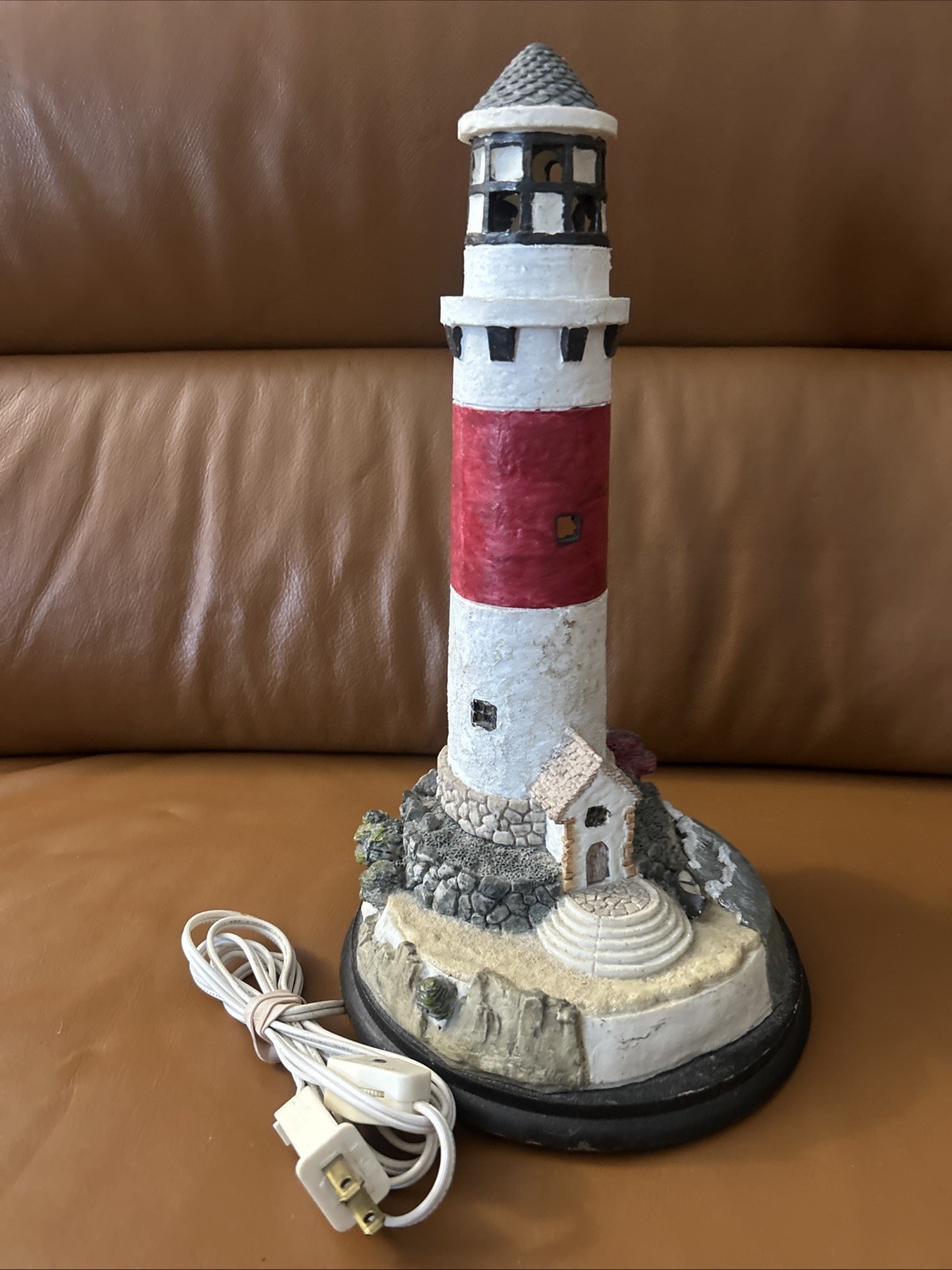 Lighted Lighthouse Tabletop Night Light Nautical Home Decor Resin 12.5″ x 7.25″