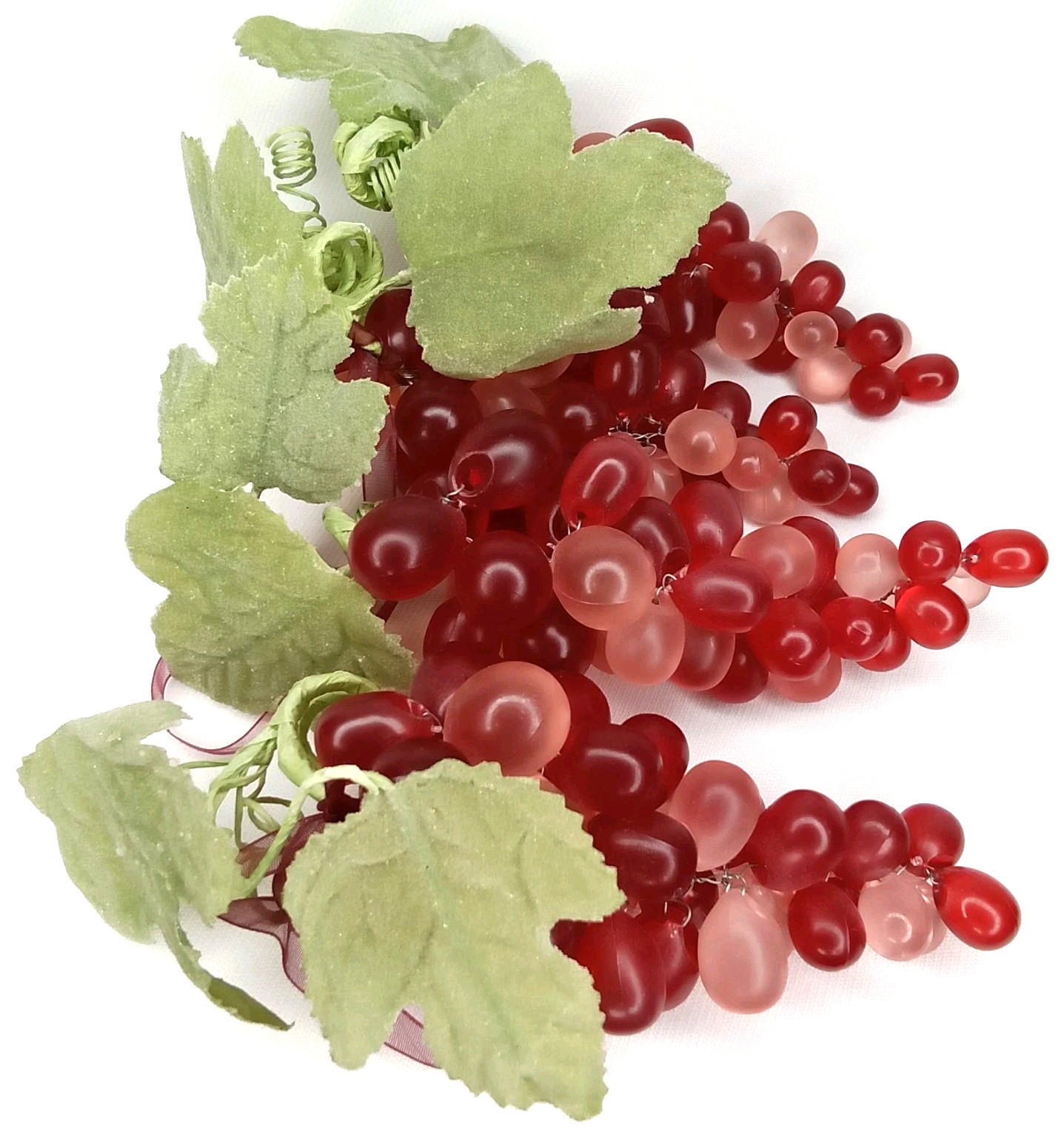 Vintage MCM Rubber Grape Cluster Red & Green Faux Artificial Fruit Decor