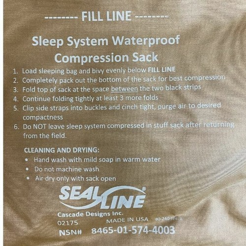 USMC Sealline Sleep System Waterproof Compression Sack Coyote