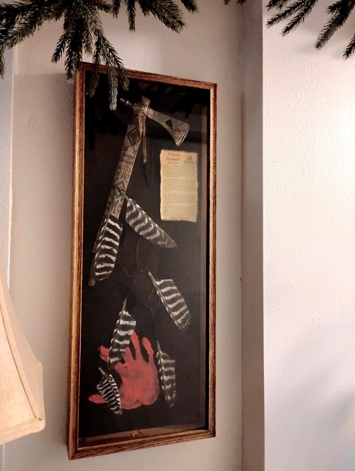 Vintage I have Spoken Native American Tomahawk, Peace pipe, Display case. Limite