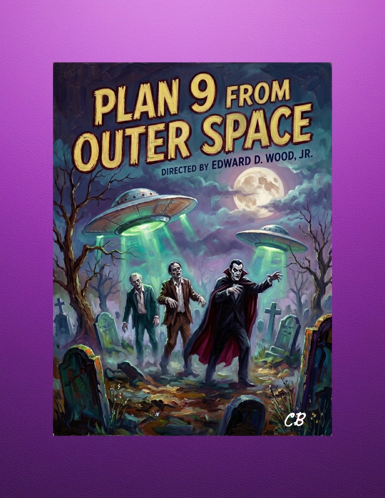 Plan 9 From Outer Space ACEO Giclee Print | Cult Sci-Fi UFO | Retro Horror Film