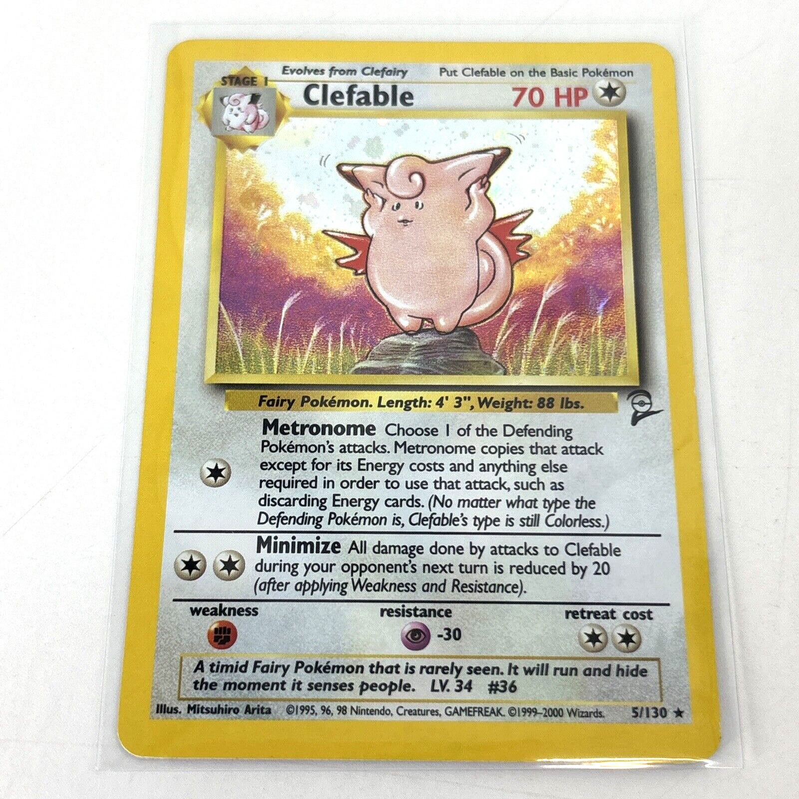 NM Clefable 5/130 Holo 1999 Base Set 2 WOTC Pokemon TCG