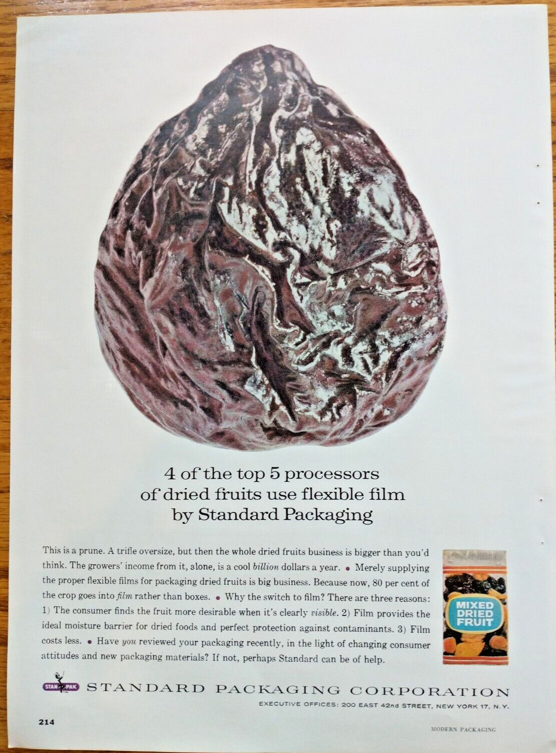 Standard Packaging Corporation New York 1961 Print Ad Flexible Film