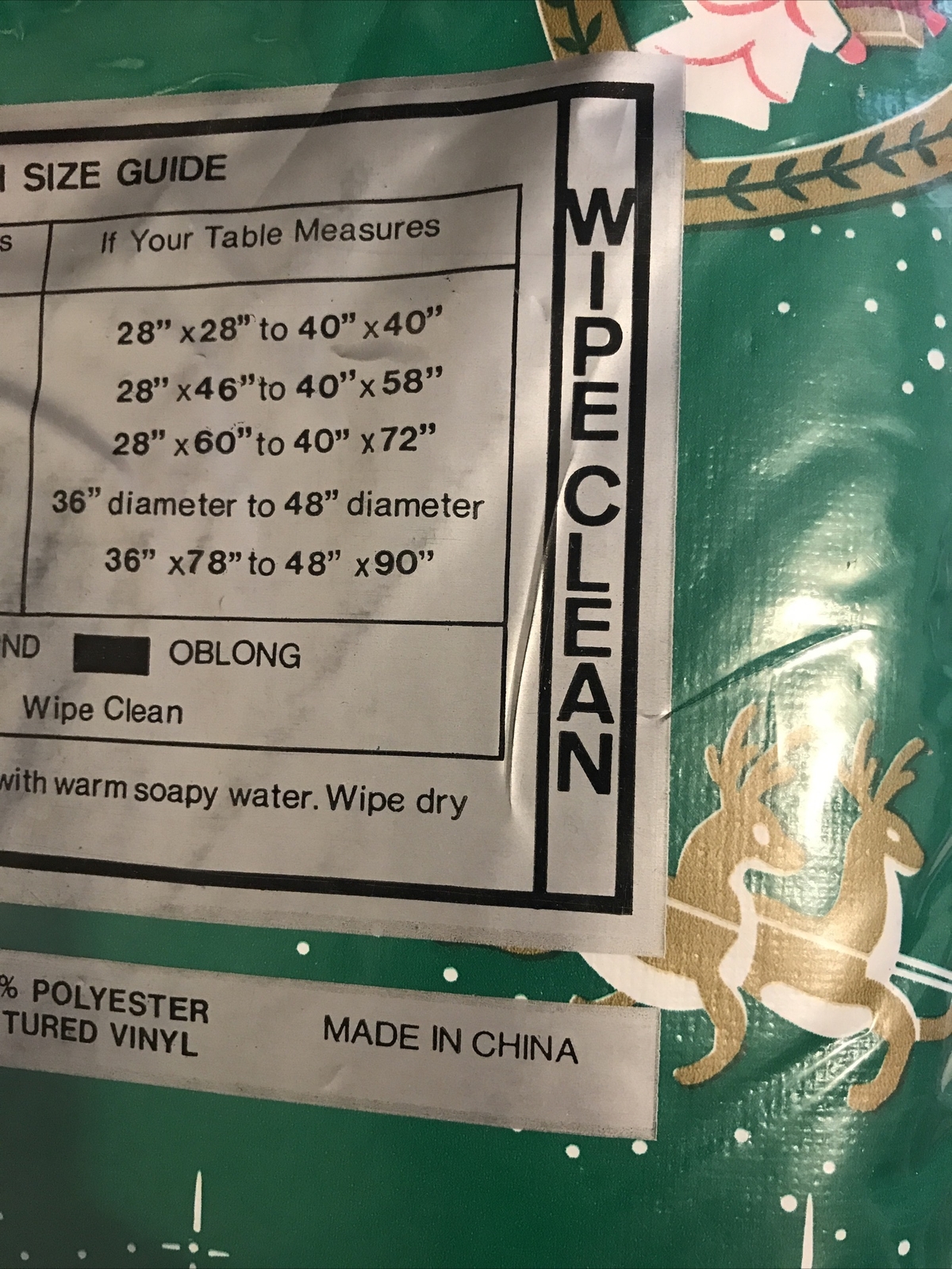 Flannelback Vinyl Tablecloth CHRISTMAS 52″ X 90″ OBLONG Easy Care Polyester