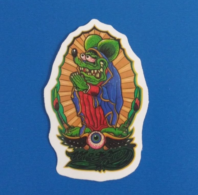 Praying Rat Fink Sticker 2.18″ x 1.38″ (AC)