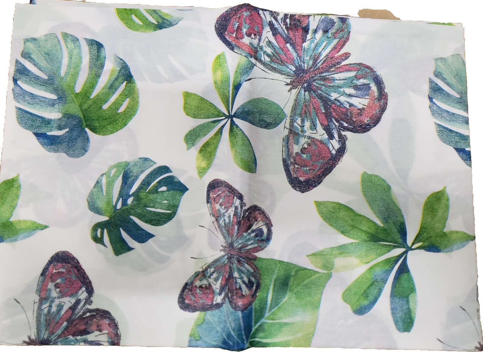 Thin Peva Vinyl Tablecloth 52″x70″ Oblong (4-6 people) BUTTERFLIES & LEAVES, GR
