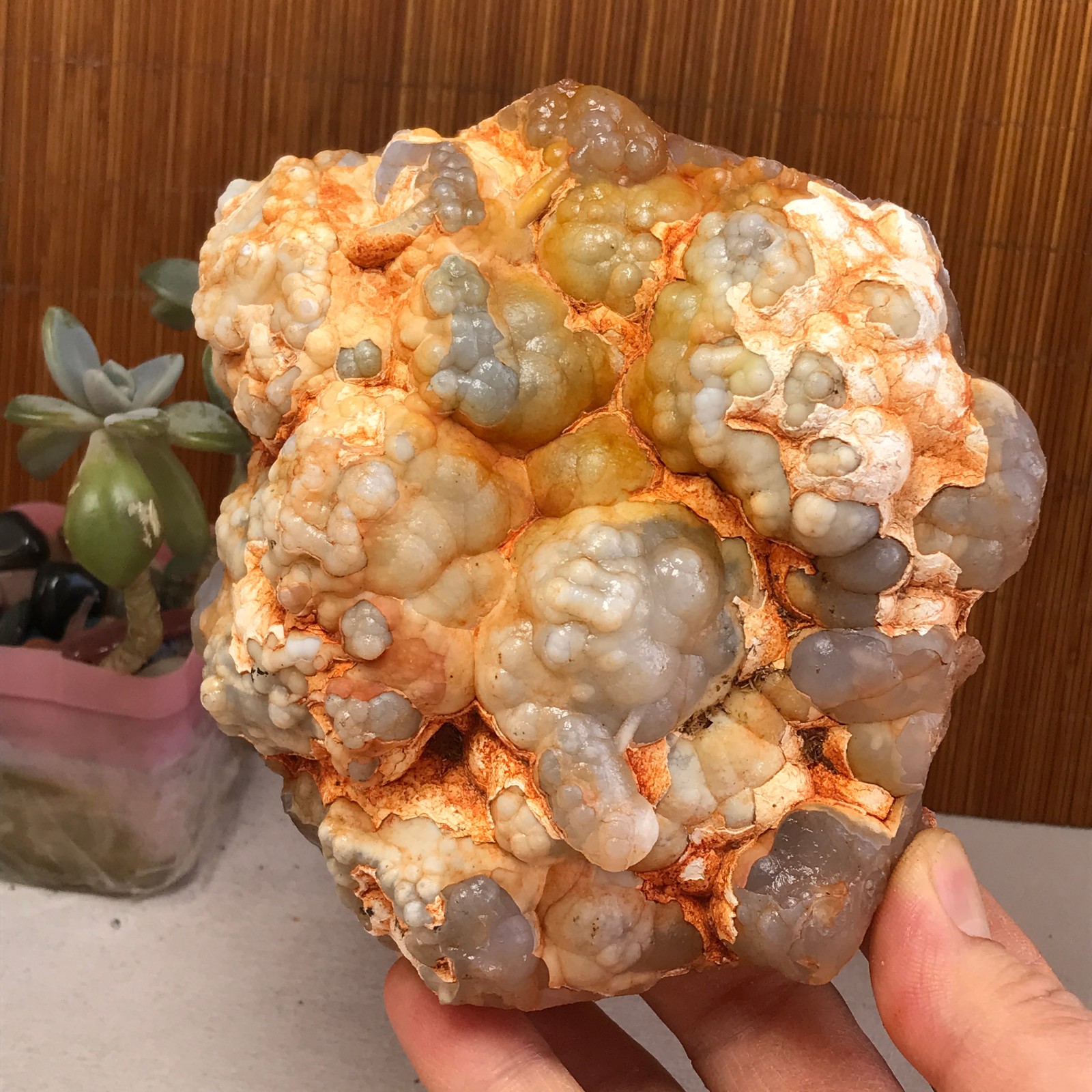 Bonsai Suiseki Gobi Eyes semi-precious stone-Stunning original View 665g A2892
