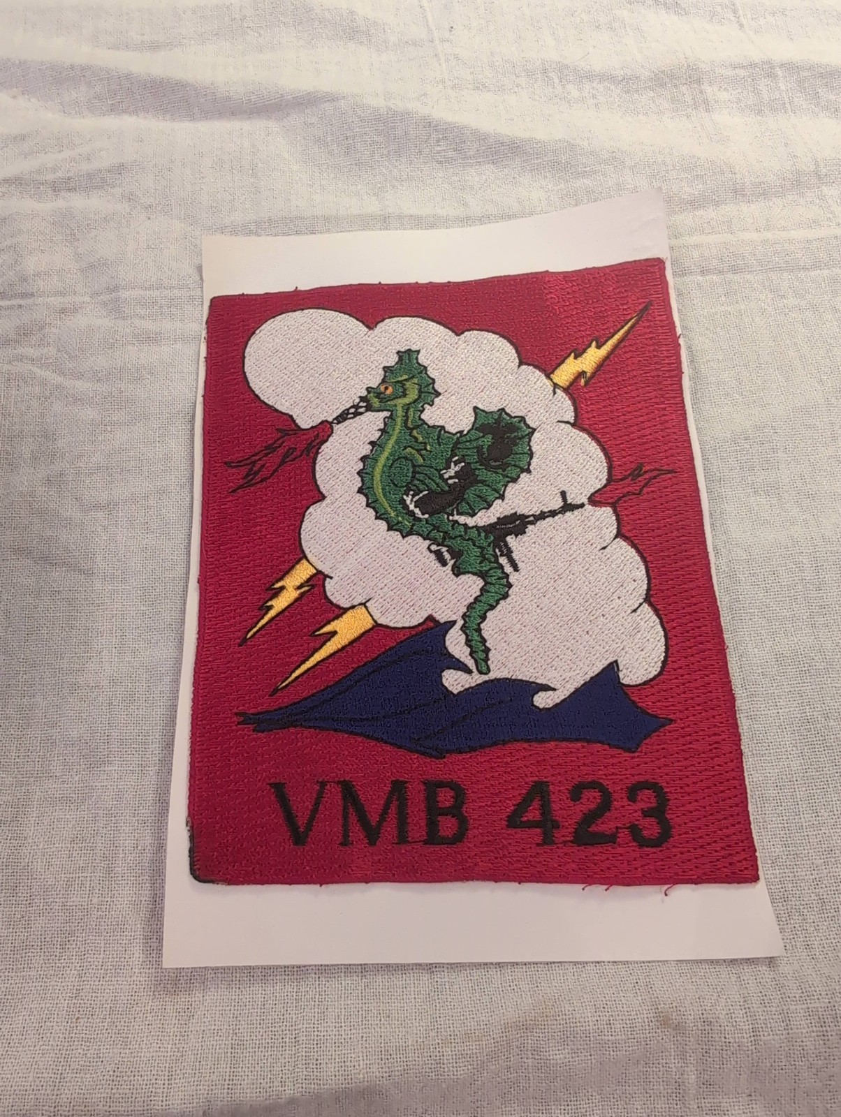 USMC VMB 423 Marine Bombing Squadron WWII Patch Seahorse Lightning Bolt Insignia