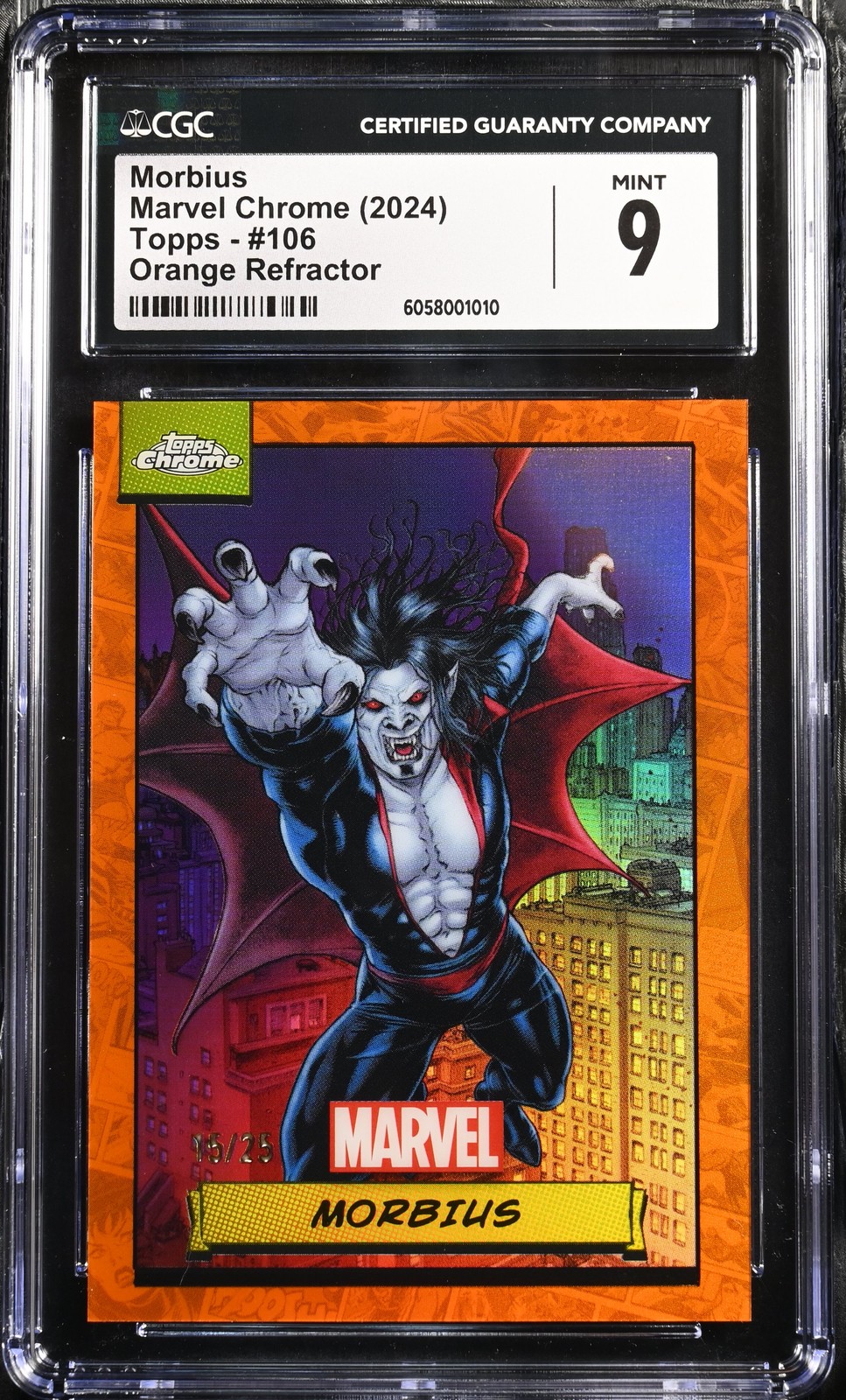 2024 Topps Chrome Marvel Morbius Orange Refractor #106 /25 CGC 9 Top Pop