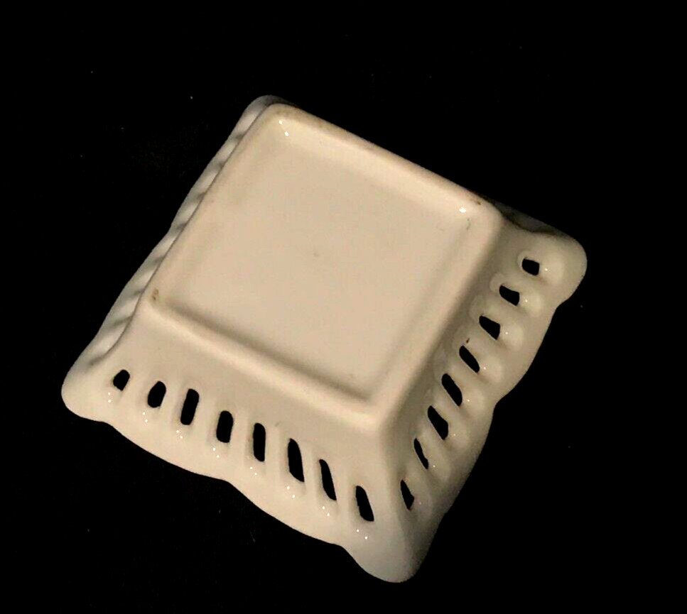 Small Ceramic Dish Flowers White