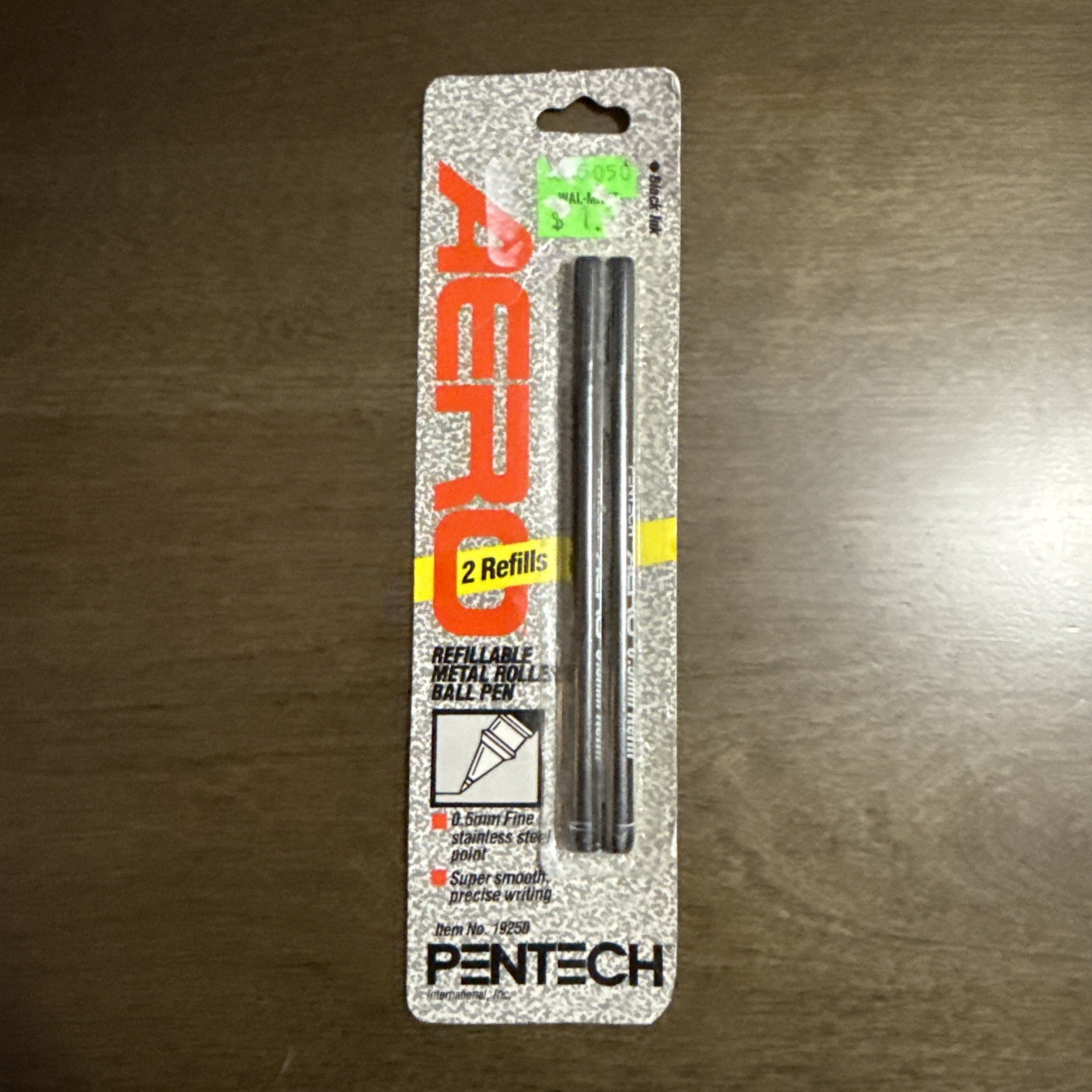 Vtg PENTECH Aero 0.5 Metal Roller Ball Pen 2 Refills Black Ink #19250