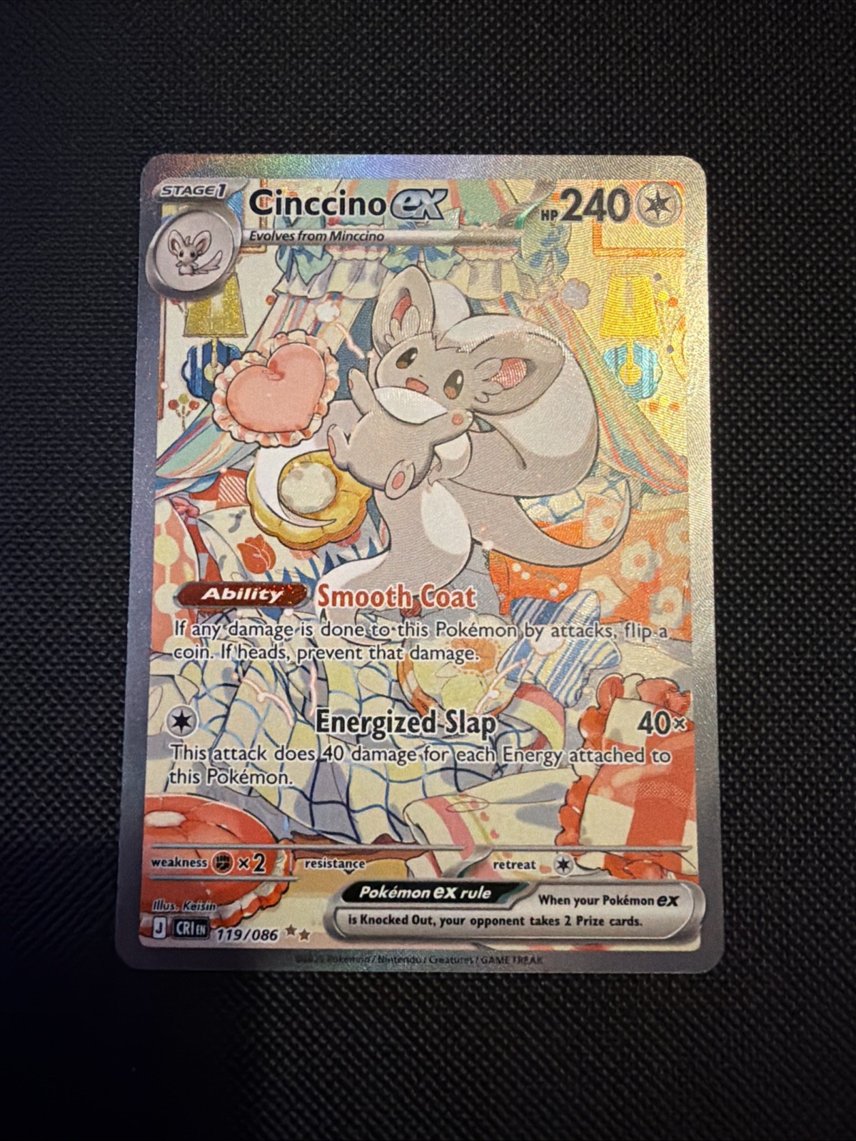 Cinccino Ex SiR 119/086 Chaos Rising NM-MINT Condition