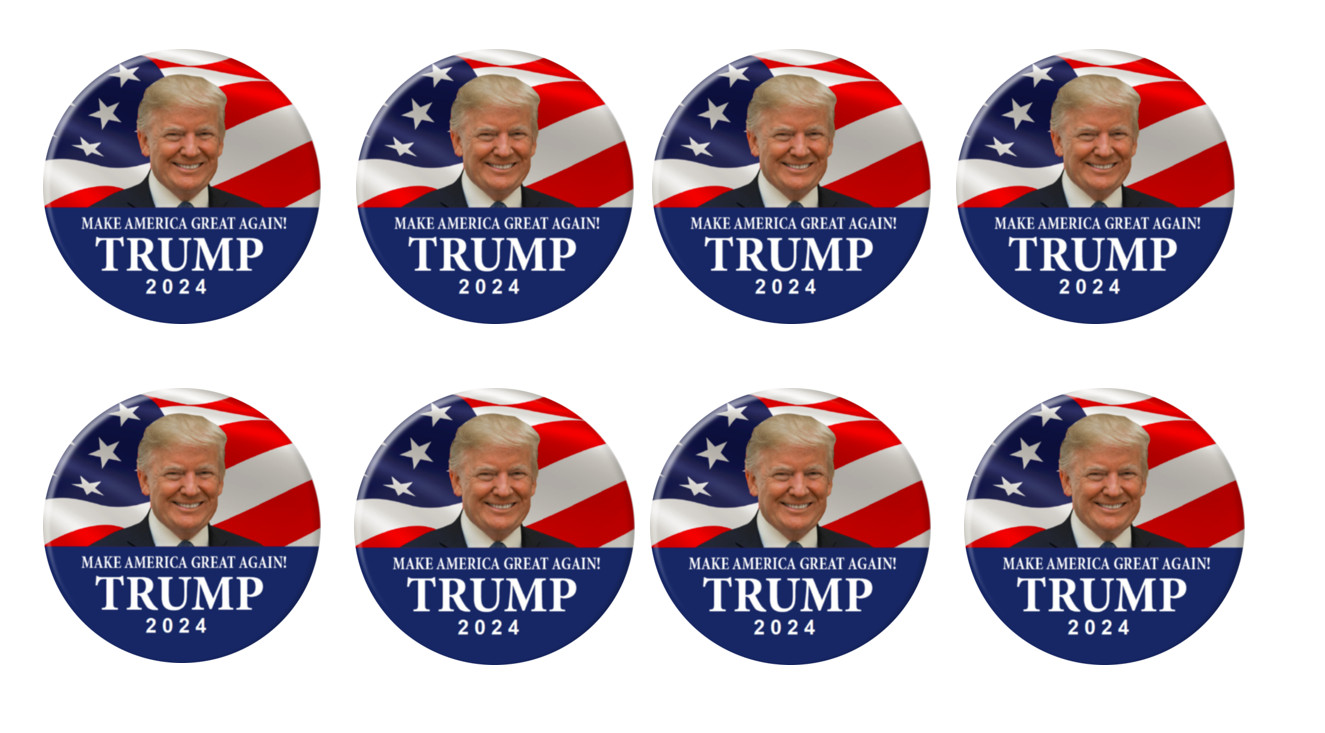 8-pack Trump 2024 Buttons – MAKE AMERICA GREAT AGAIN – Trump 2024 pins (2.25 in)