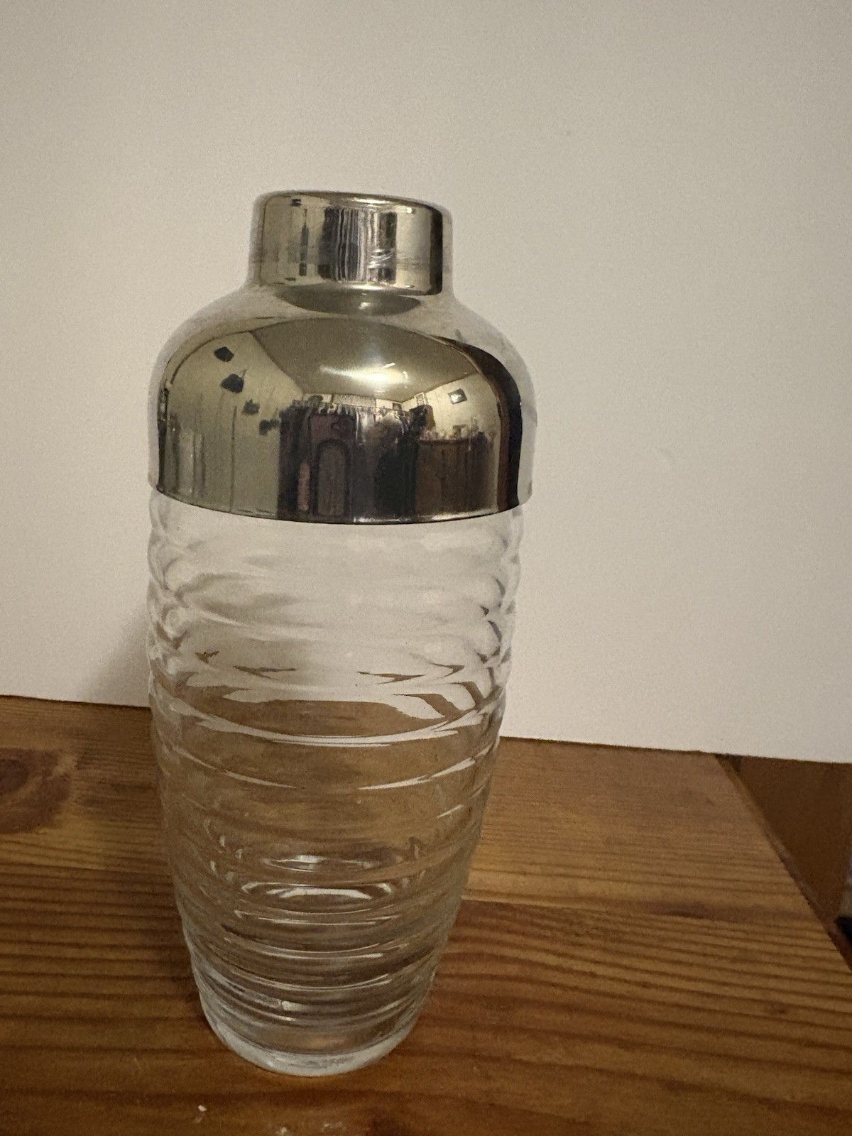 Vintage MCM Anchor Hocking 9” Beehive Cocktail Shaker Clear Ribbed Glass