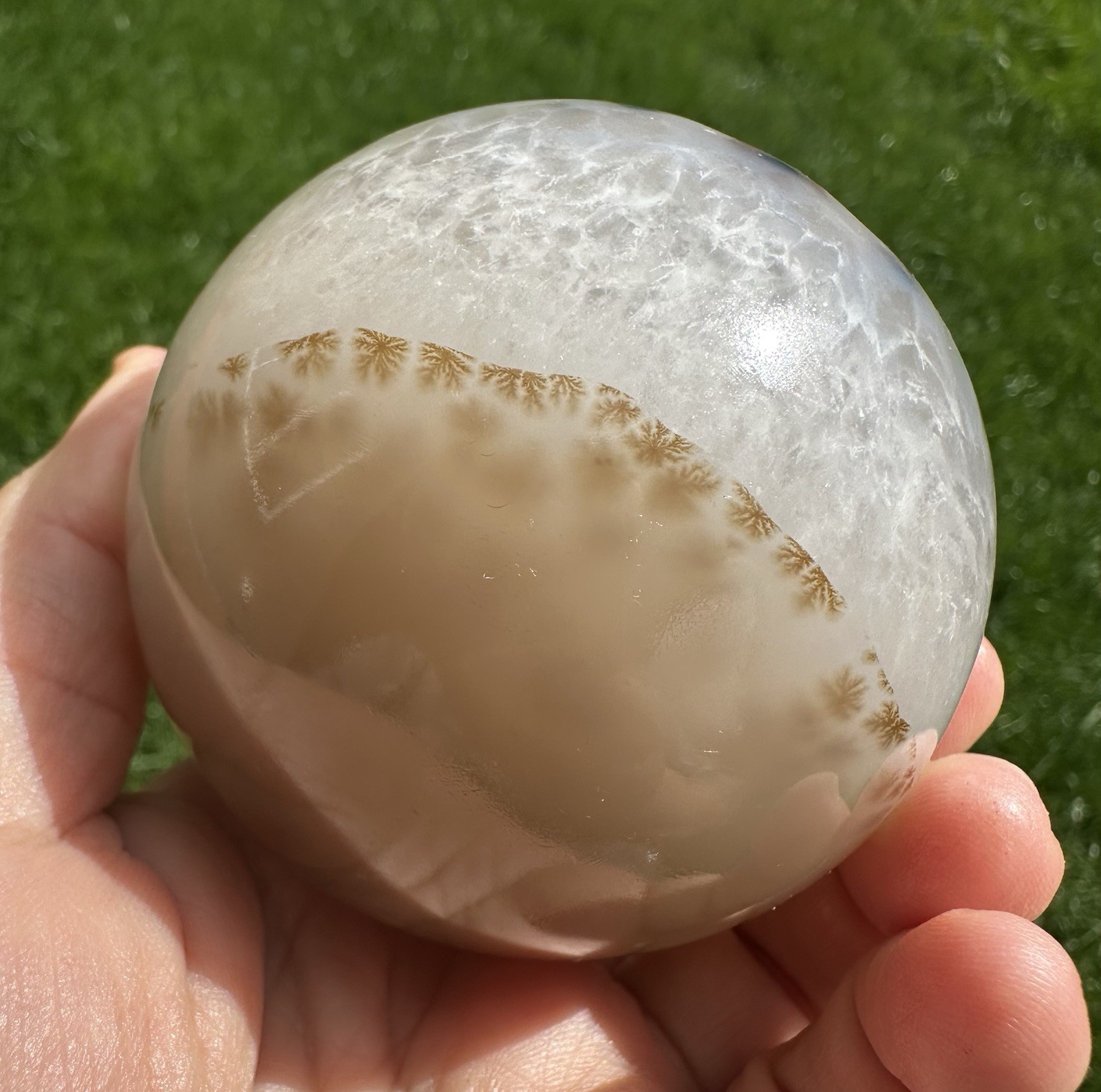 69mm High Quality Dendrite Agate/ Druzy Crystal Geode Sphere (price firm)