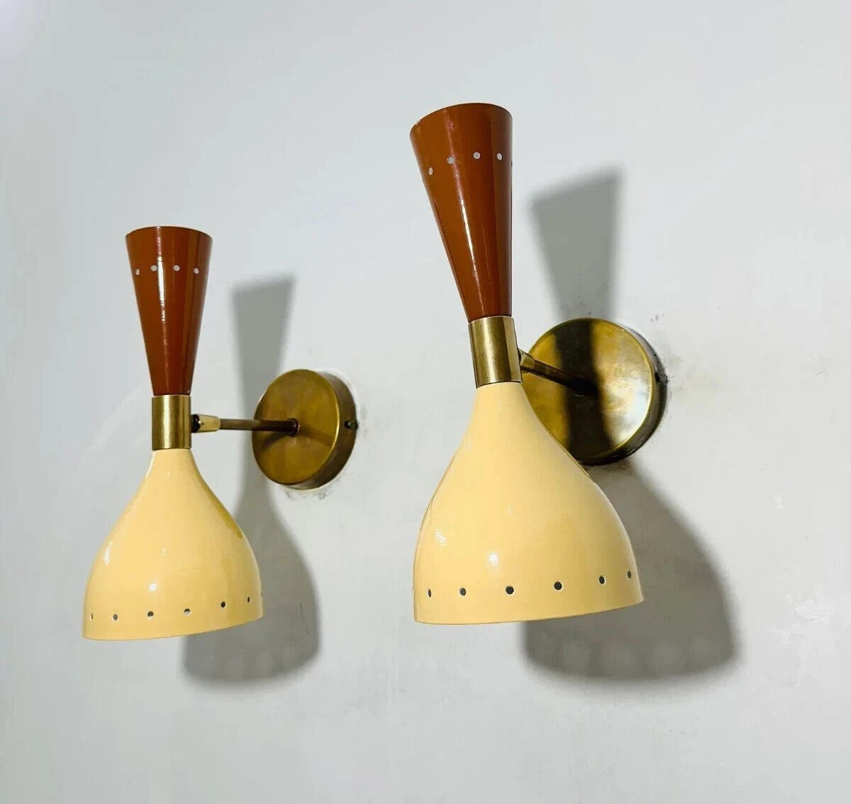 Brown and Beige Wall Sconce Pair Italian Diablo Bedside Lamp Wall Light Fixture