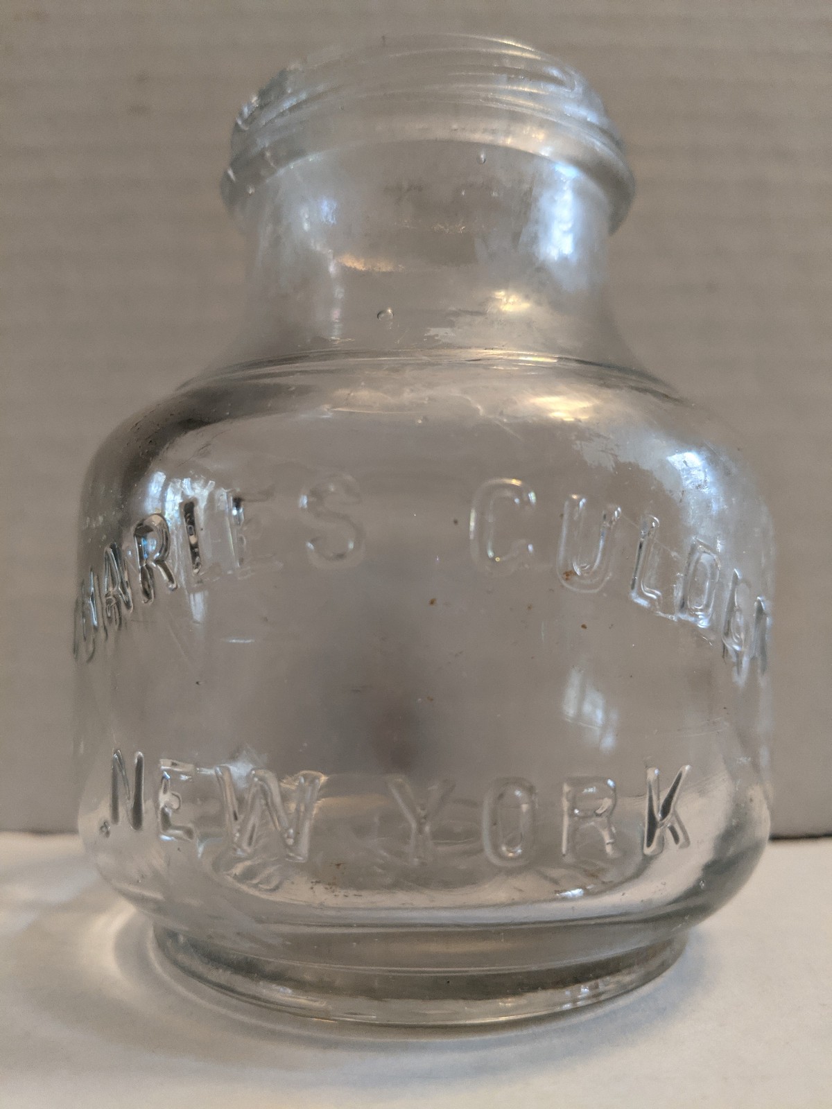 Vintage 1910’s Charles Gulden NY Mustard Clear 3 3/4 Inch Condiment Jar Bottle