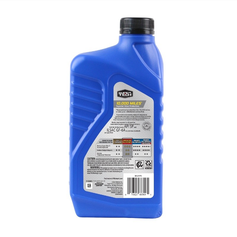 High Mileage Full Synthetic Motor Oil 5W20 10000 Mile Protection 1 Quart New
