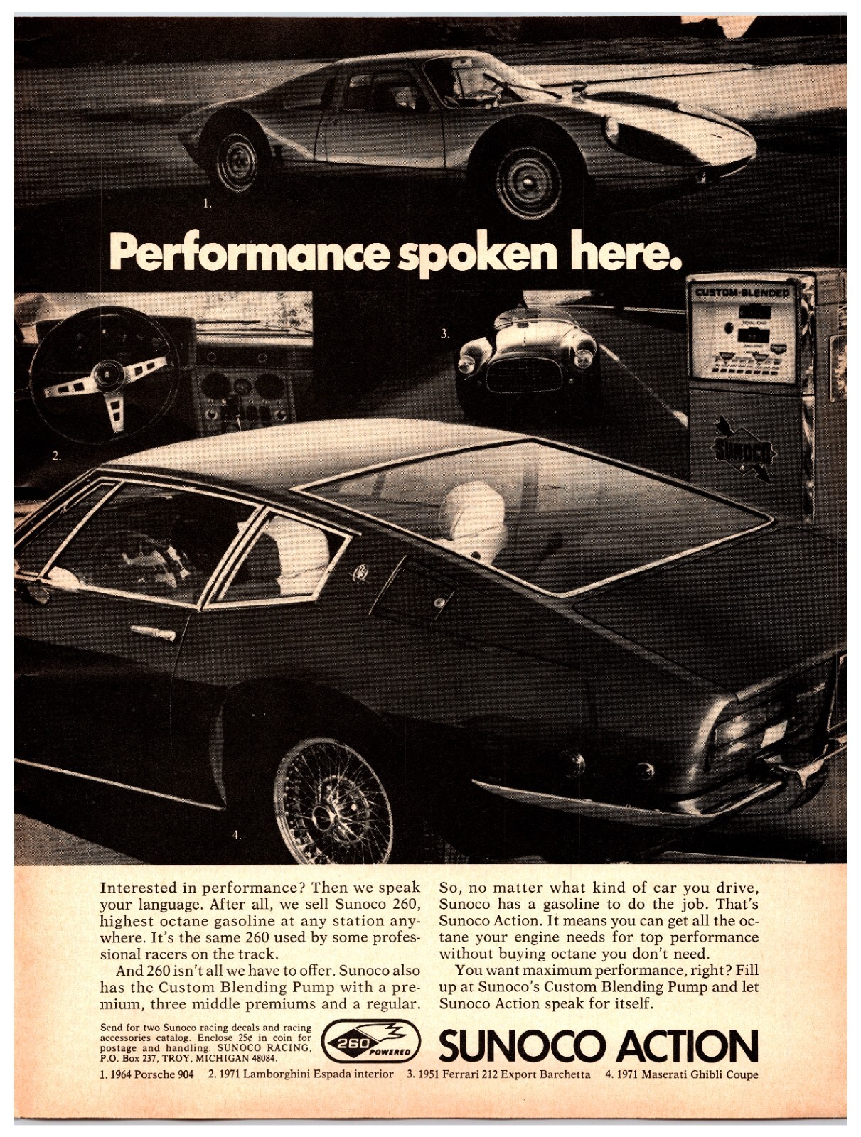 Vintage Original 1972 – Sunoco Action 260 Gasoline – Print Ad (8 x 11)
