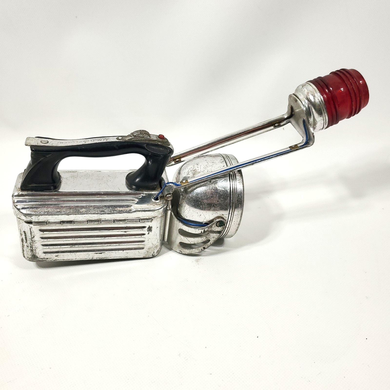 Ash Flash Vintage Explorer Flashlight 1950’s with Red Warning Light – Untested