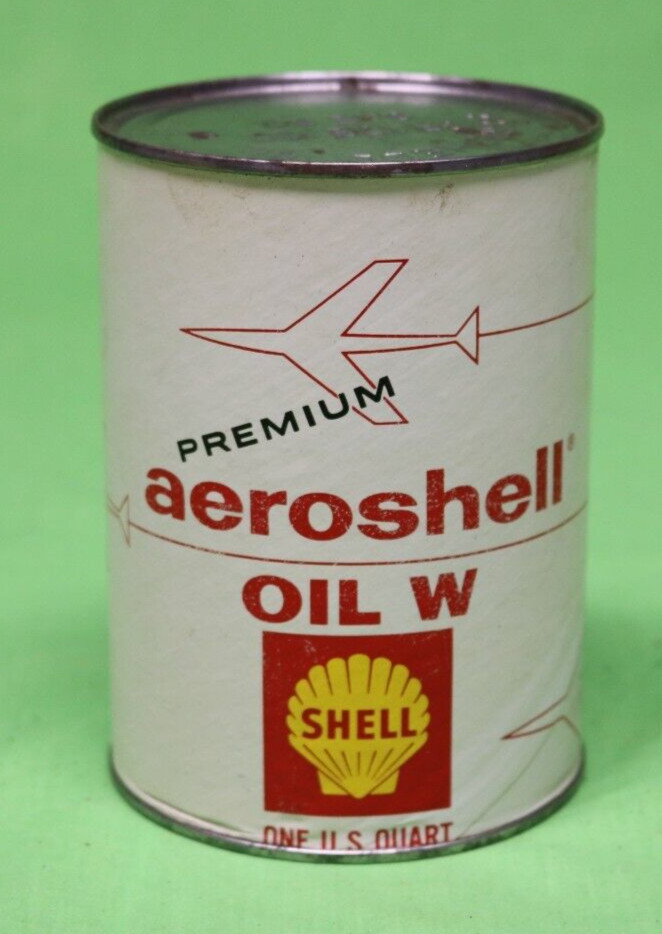 1960’s AEROSHELL OIL W Airplane Premium SAE 50 Engine Oil Can 1 Quart Full