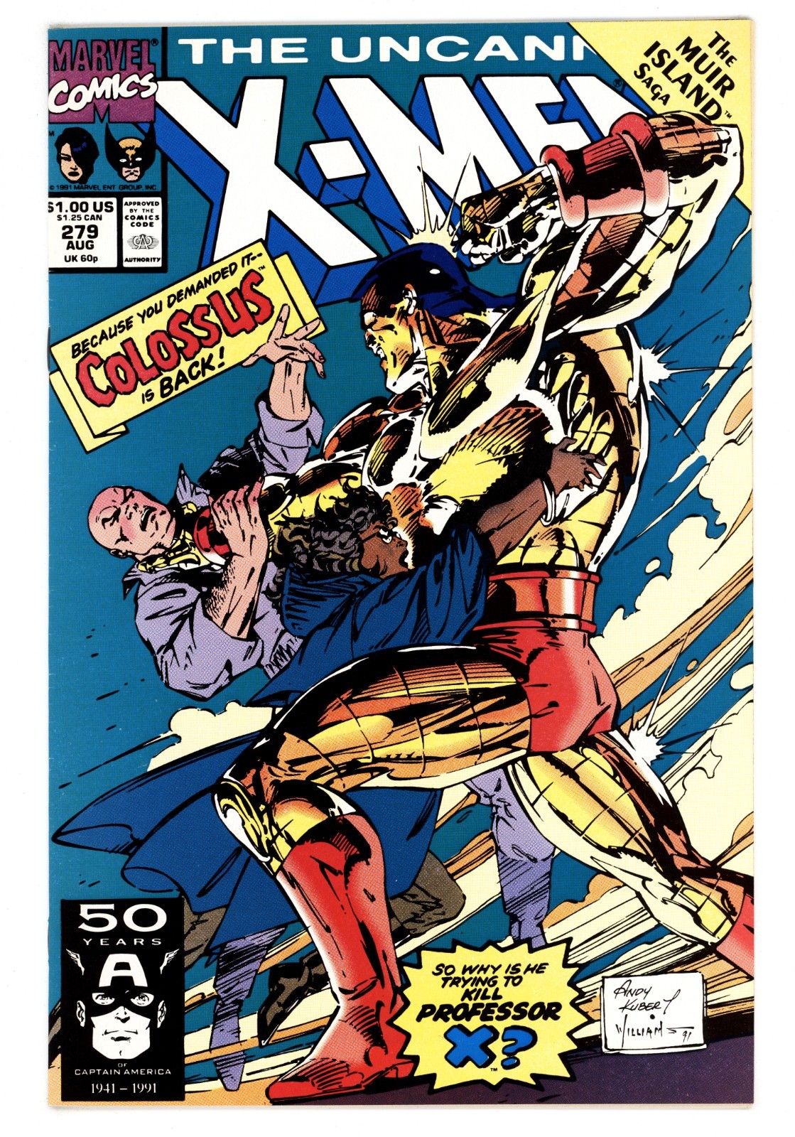 Uncanny X-Men #279 NM- 9.2 1991 Andy Kubert Cover