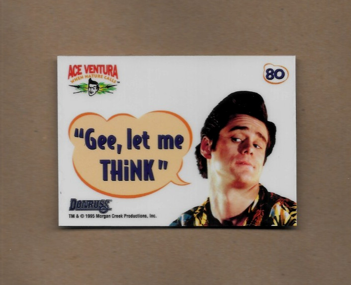 1995 Donruss Ace Ventura Qoutable Static Cling Sticker Card #80 Jim Carrey EX/MT