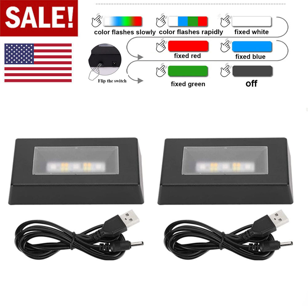 2 Pcs LED Display Base Crystal Light Stand With USB Cable to 3D Crystal Statues