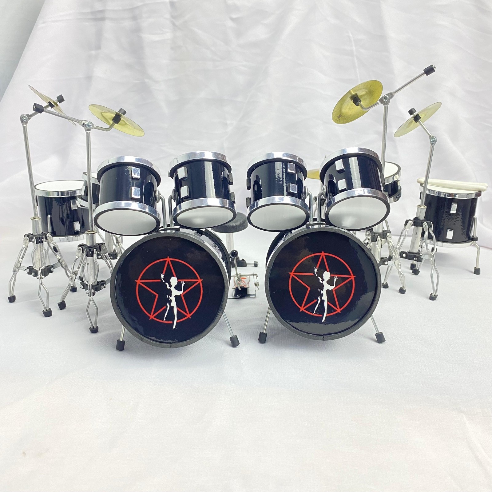 Miniature Drum Mini Set Double Bass Rush Black Replica Musical Display 1/12 Gift