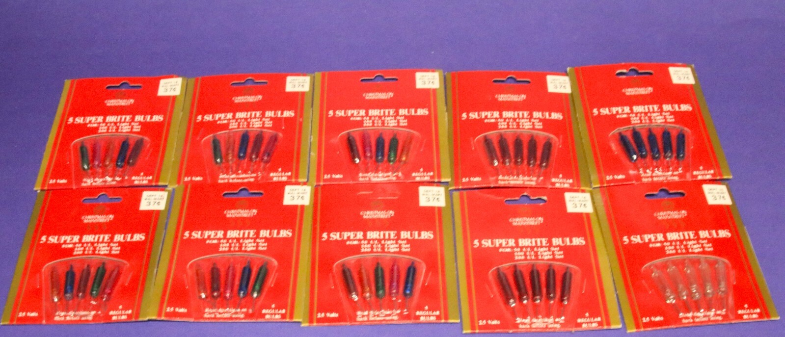 50 Super Bright Mini Replacement Bulbs 2.5 Volts 30-Mixed 10-Red 5-Blue 5-Clear