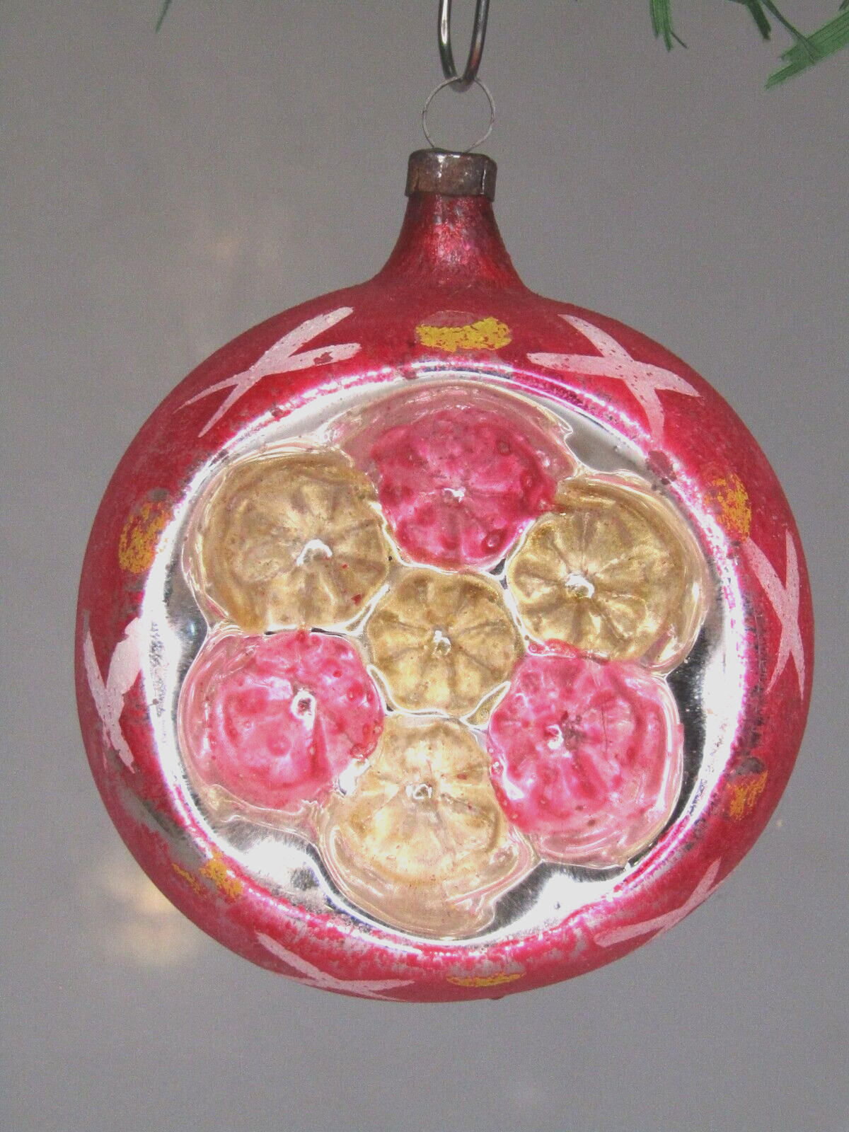 Antique VTG Blown Glass Multi Indent BALL Christmas Ornament Germany