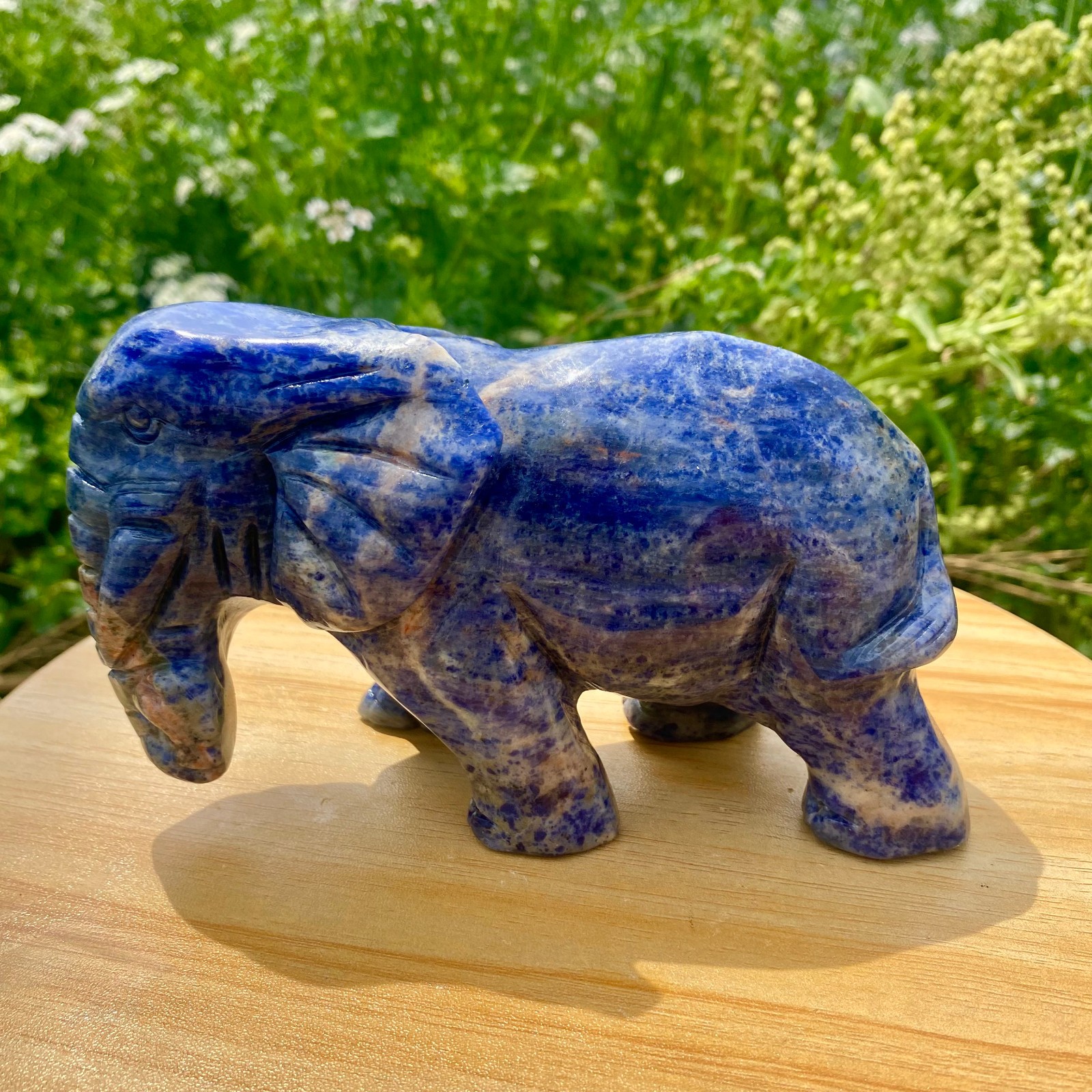 2.2LB Natural blue patterned stone carving image