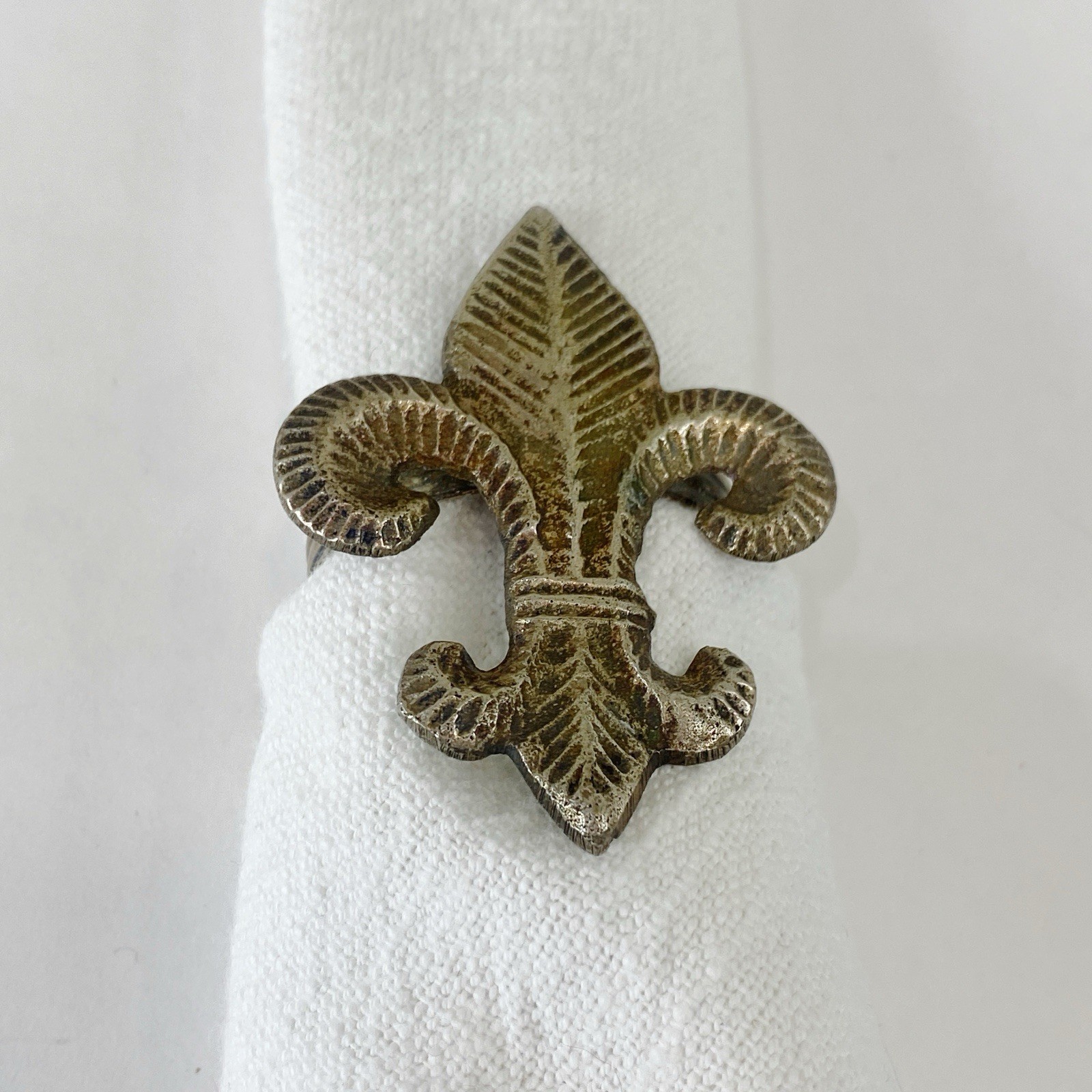 Set of Two Brushed Metal Fleur de Lis Metal Napkin Holder Mardi Gras NOLA