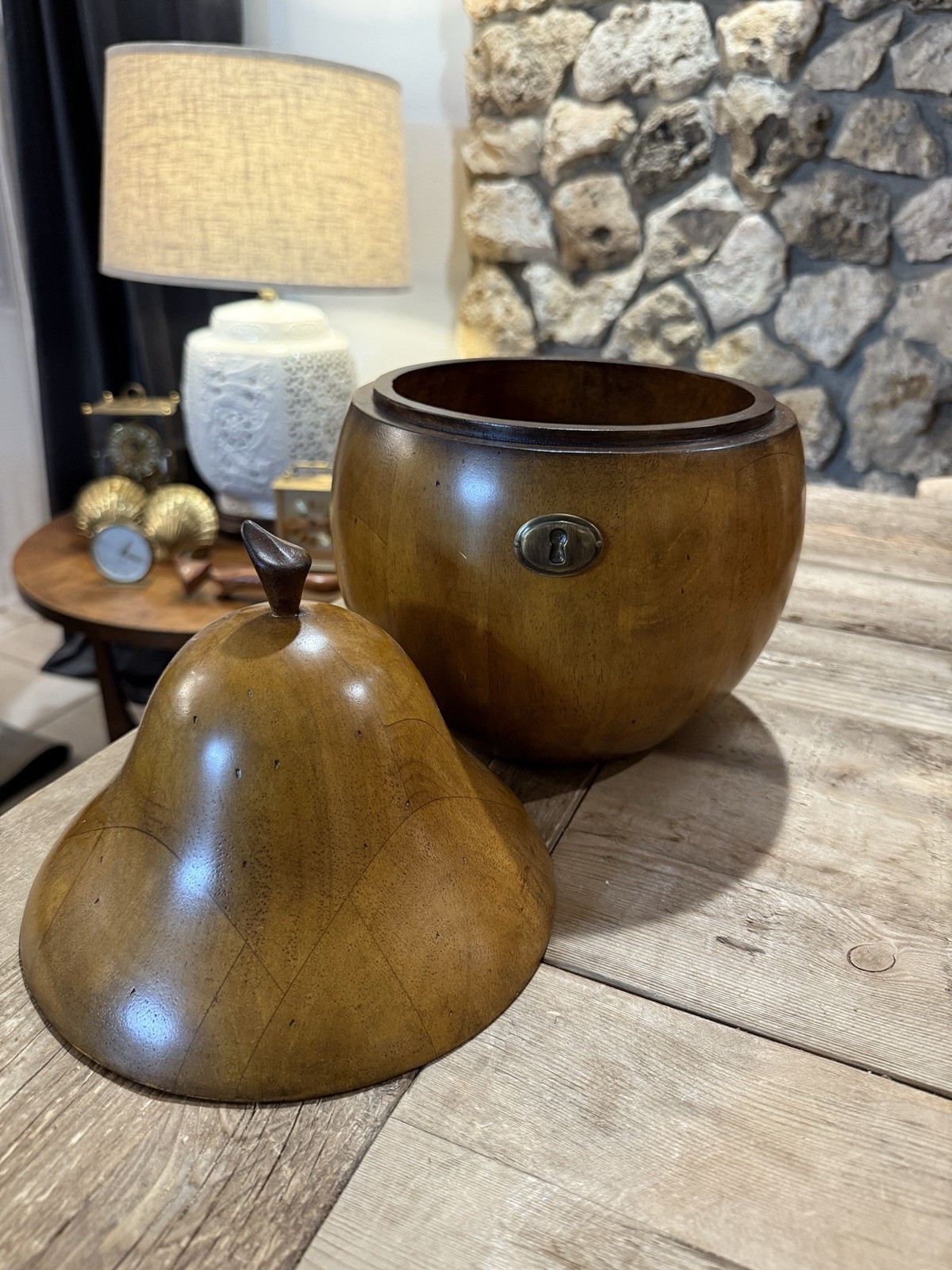 Wooden Pear Tea Caddy