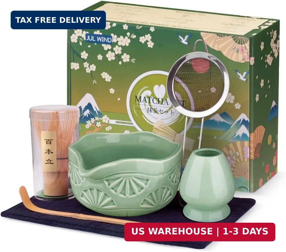 Matcha Whisk Set, Ceramic Matcha Set Includes Matcha Bowl with Spout, Matcha Whi