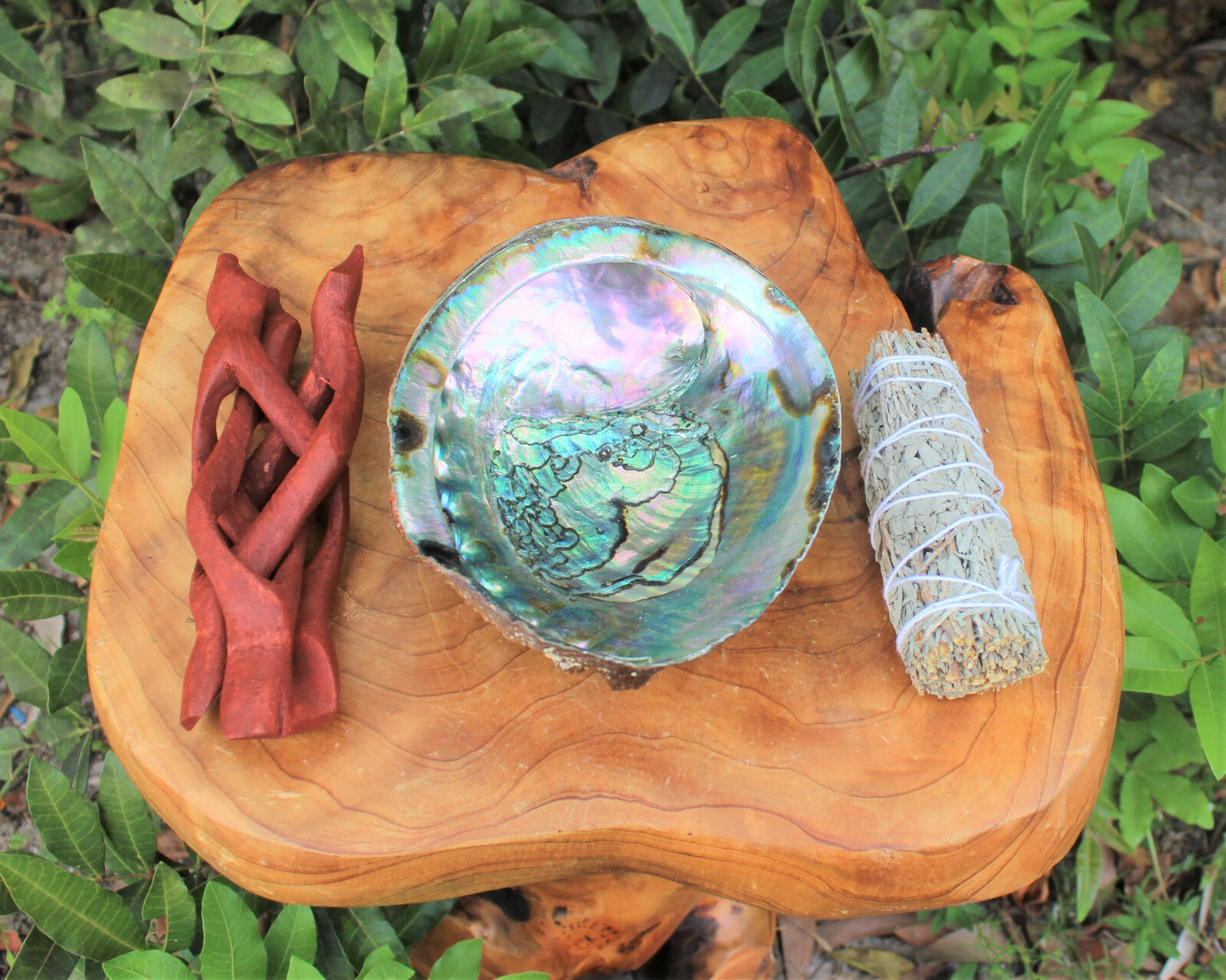Smudge Kit: Abalone Shell, 6″ Stand, Sage Smudge Stick PLUS Directions