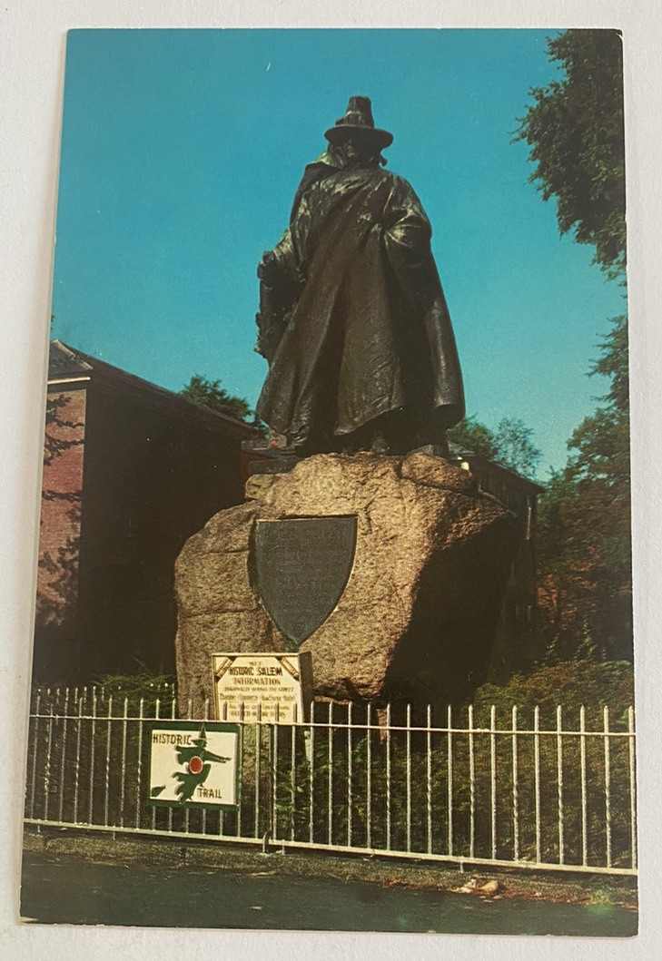 Vintage Postcard ~ Roger Conant Statue ~ Salem Massachusetts MA