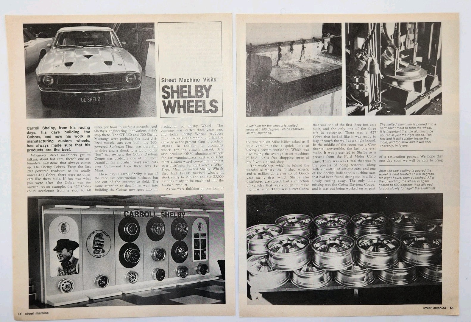 1980 Carroll Shelby Wheels Mags Cobras Original Print Ad Article Street Machine