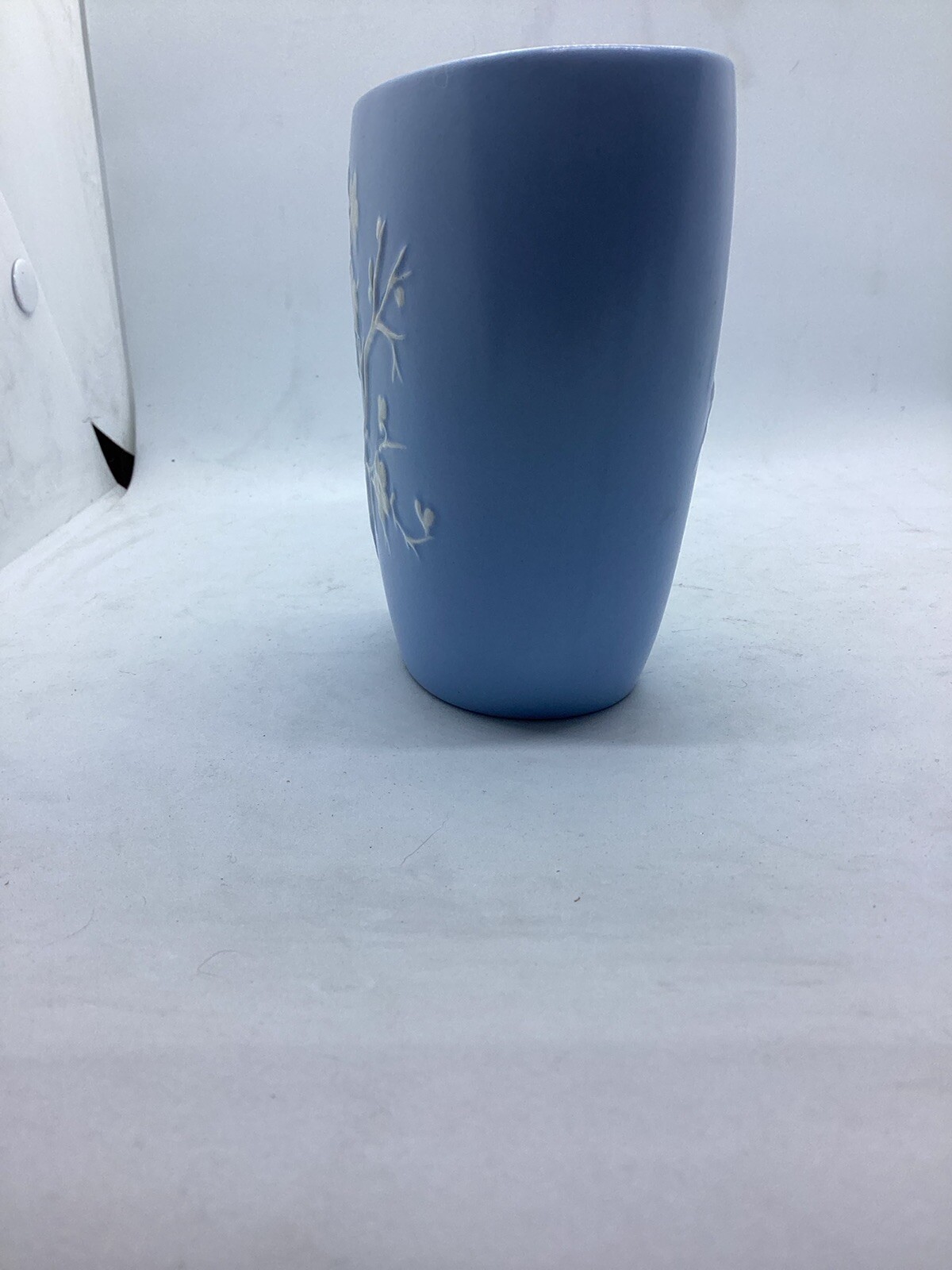 Copeland Spode England Prunus White Cherry Blossom Blue Floral Vase