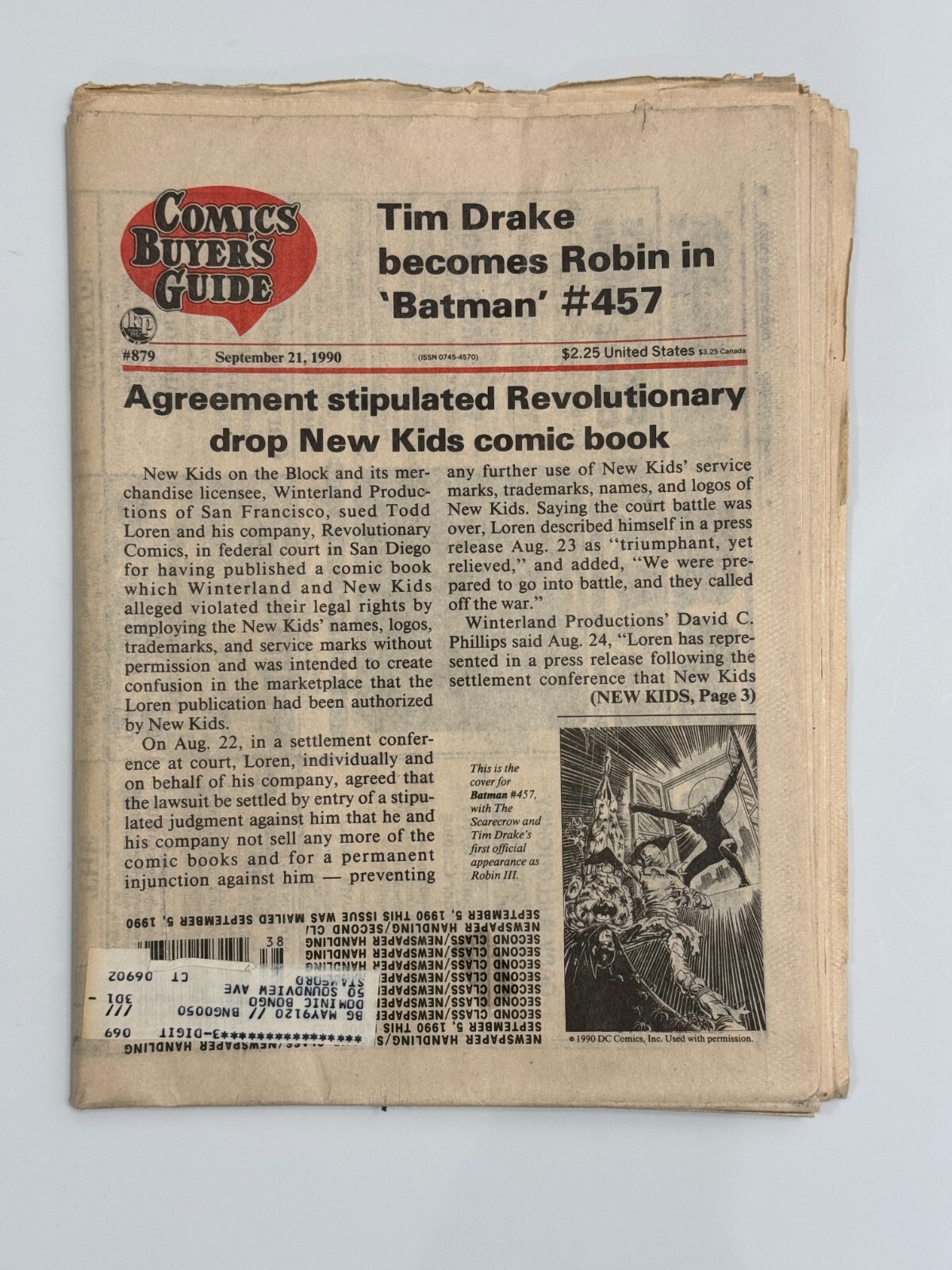 COMICS BUYERS GUIDE #879 Sep 21 1990 Newspaper Magazine (Batman Star Trek TMNT)