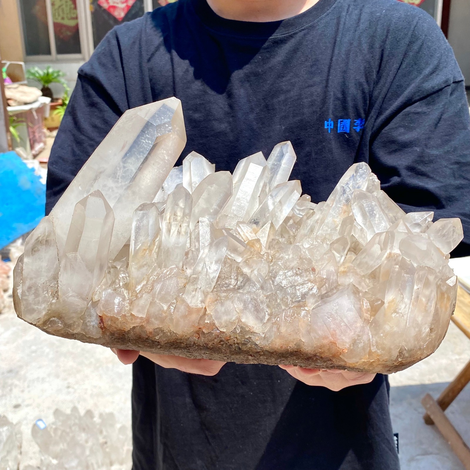 16.17LB Large Natural clear white Quartz Crystal Cluster wand point healing.