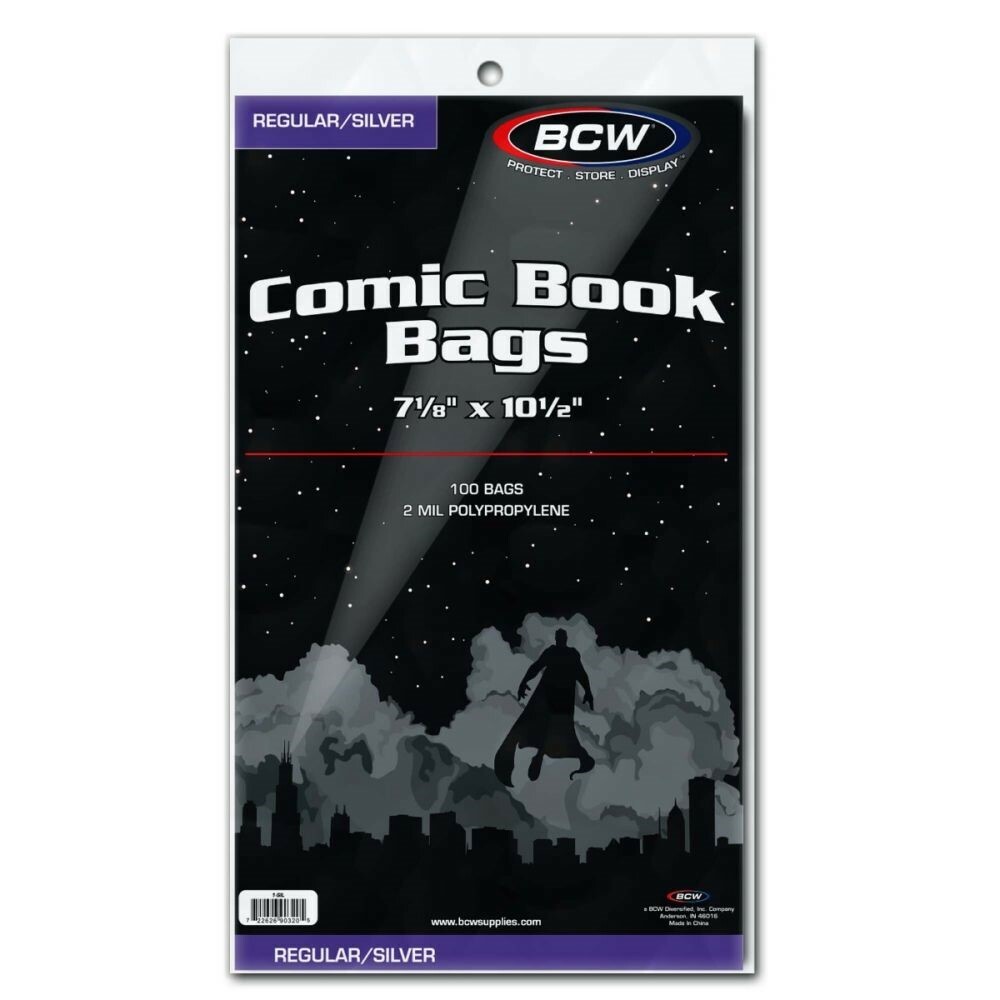 2000 BCW Regular / Silver Comic Book Bags Safe Storage Sleeve 7 1/8 x 10.5 2 Mil