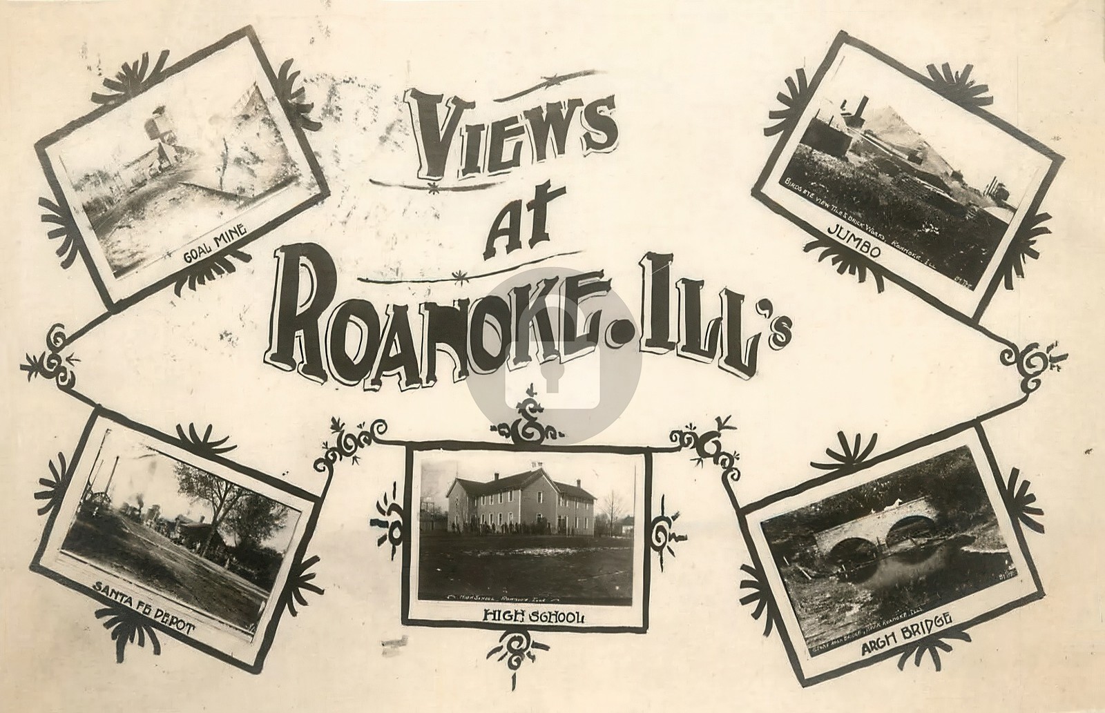 Roanoke IL Illinois Multiview 1912 RPPC Photo Postcard COPY