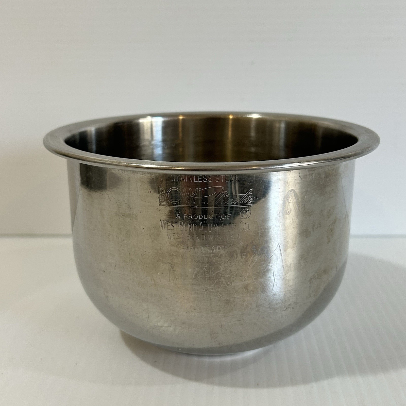 Vintage WEST BEND Bowl Master Stainless Steel Bowl 1-1/2 Qt 1.5 Quart USA