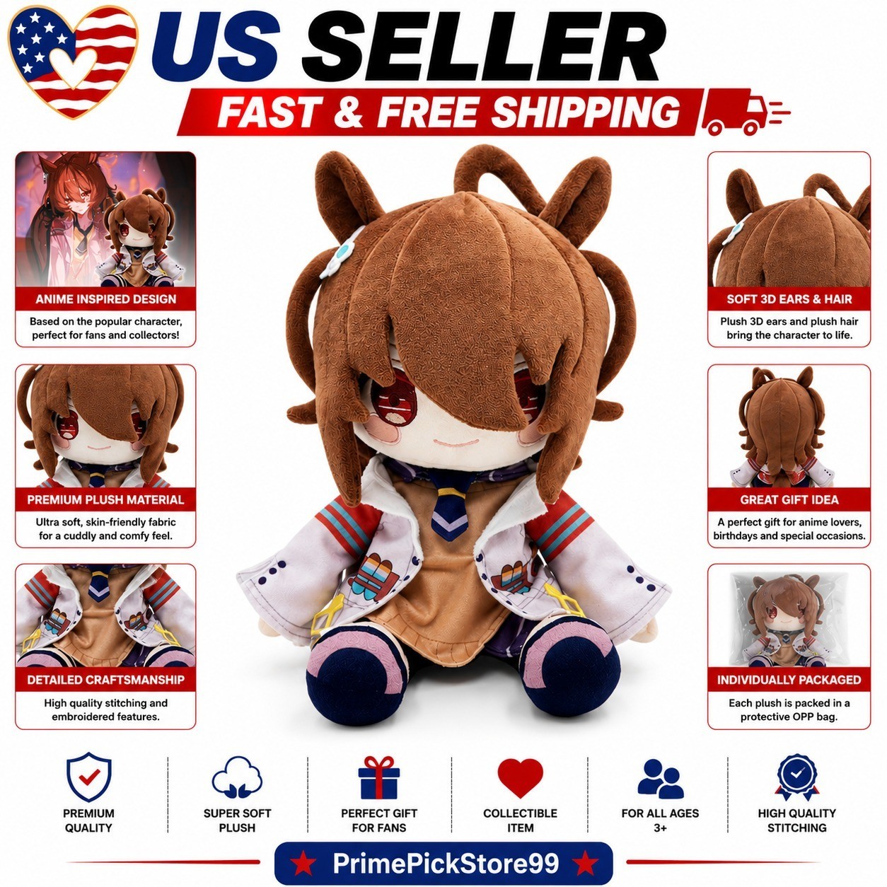 Agnes Tachyon Plush Toy 30CM Soft Stuffed Doll Anime Birthday Gift Collectible